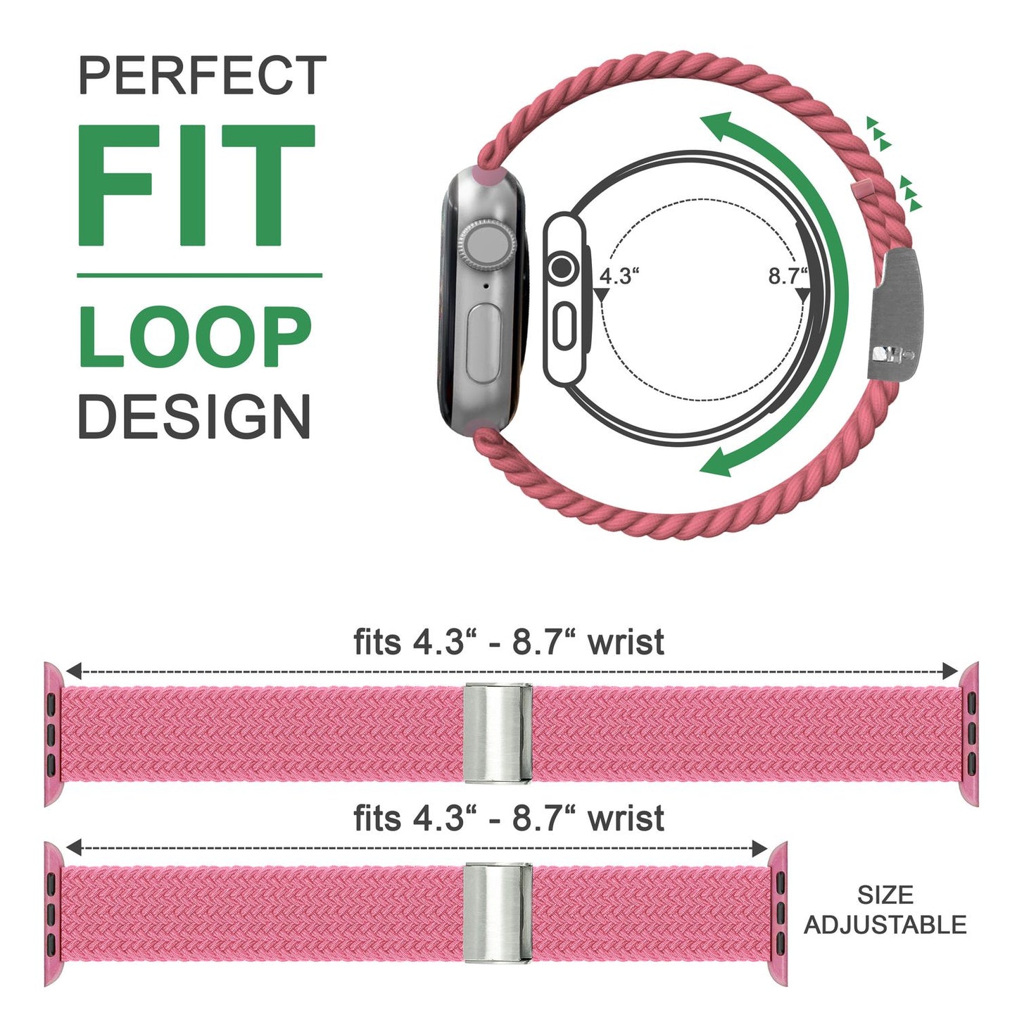 Fléttuð úról fyrir Apple Watch SE/8/7/6/5/4/3/2/1, 38/40/41 mm