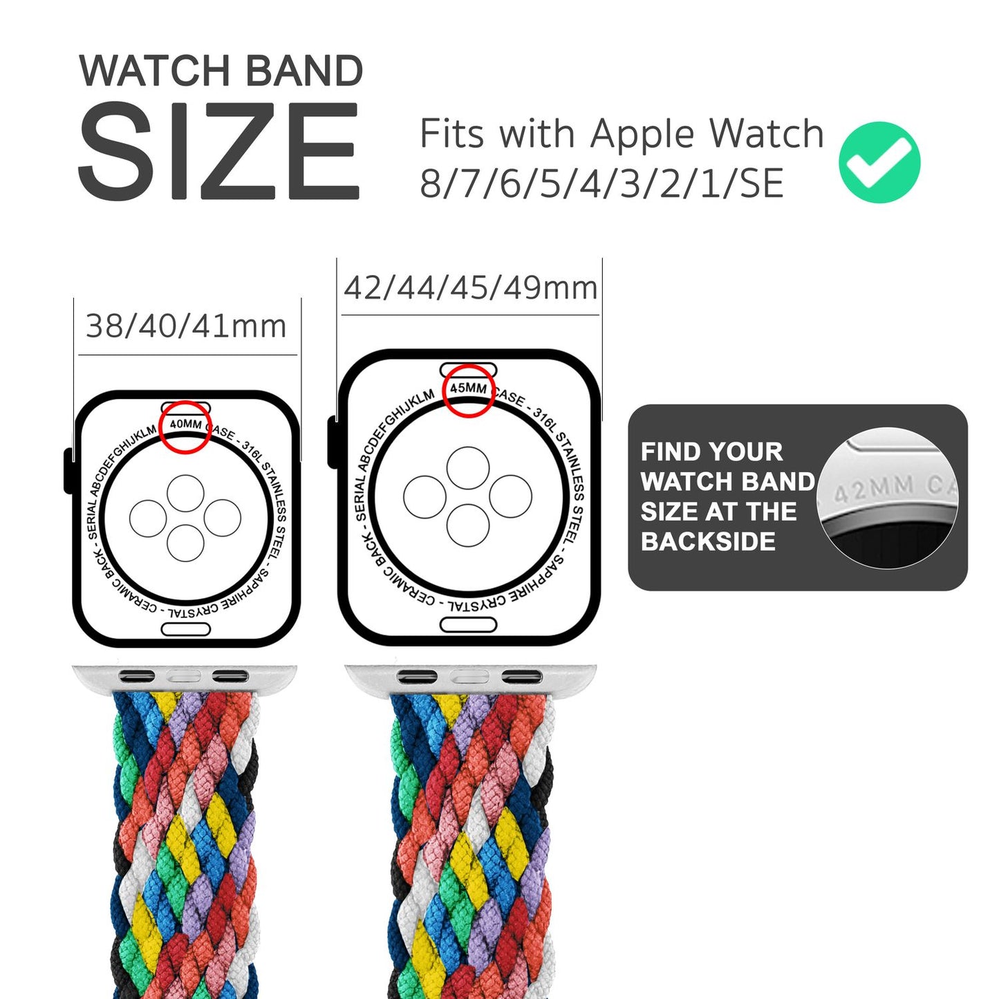 Fléttuð úról fyrir Apple Watch SE/8/7/6/5/4/3/2/1, 38/40/41 mm