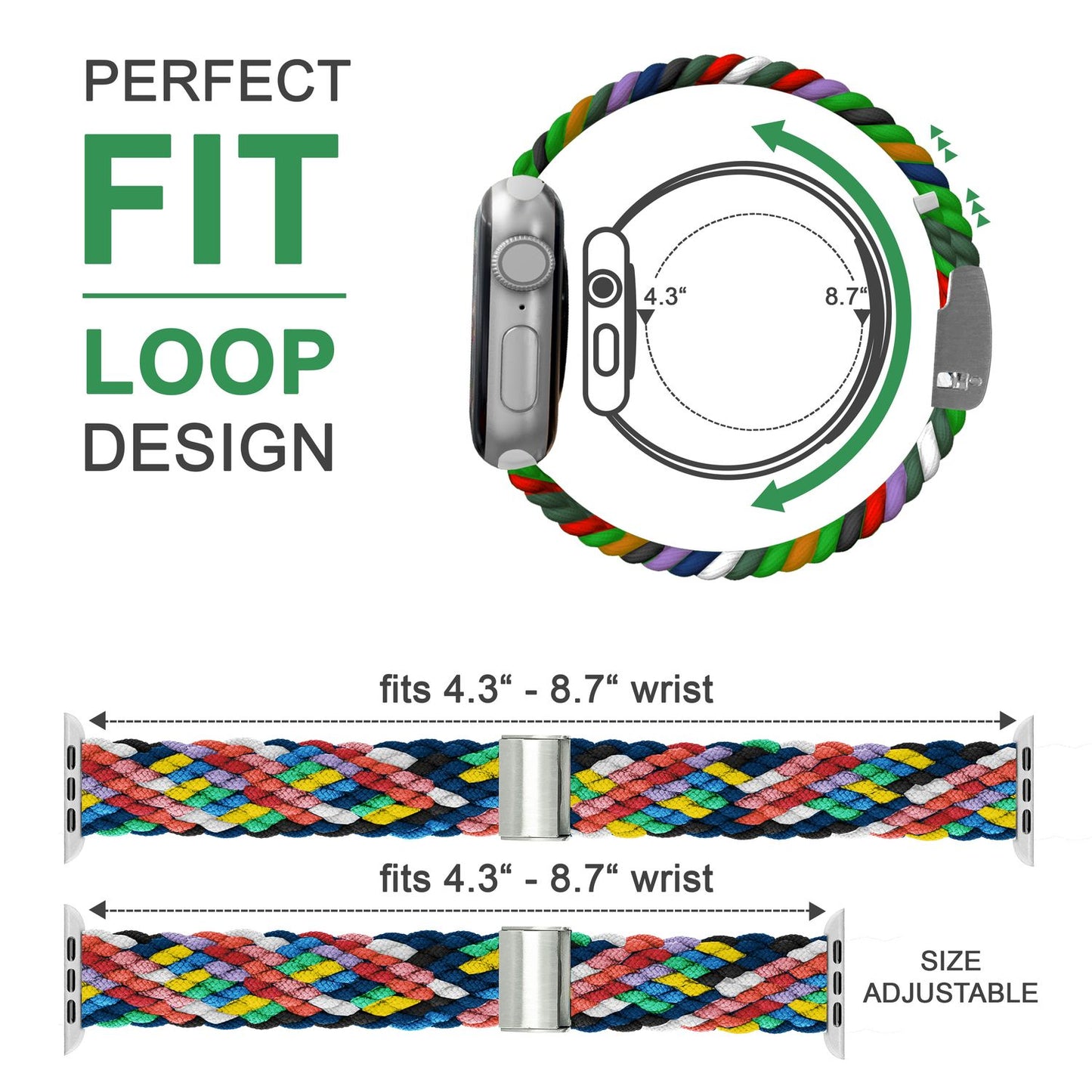 Fléttuð úról fyrir Apple Watch SE/8/7/6/5/4/3/2/1, 38/40/41 mm