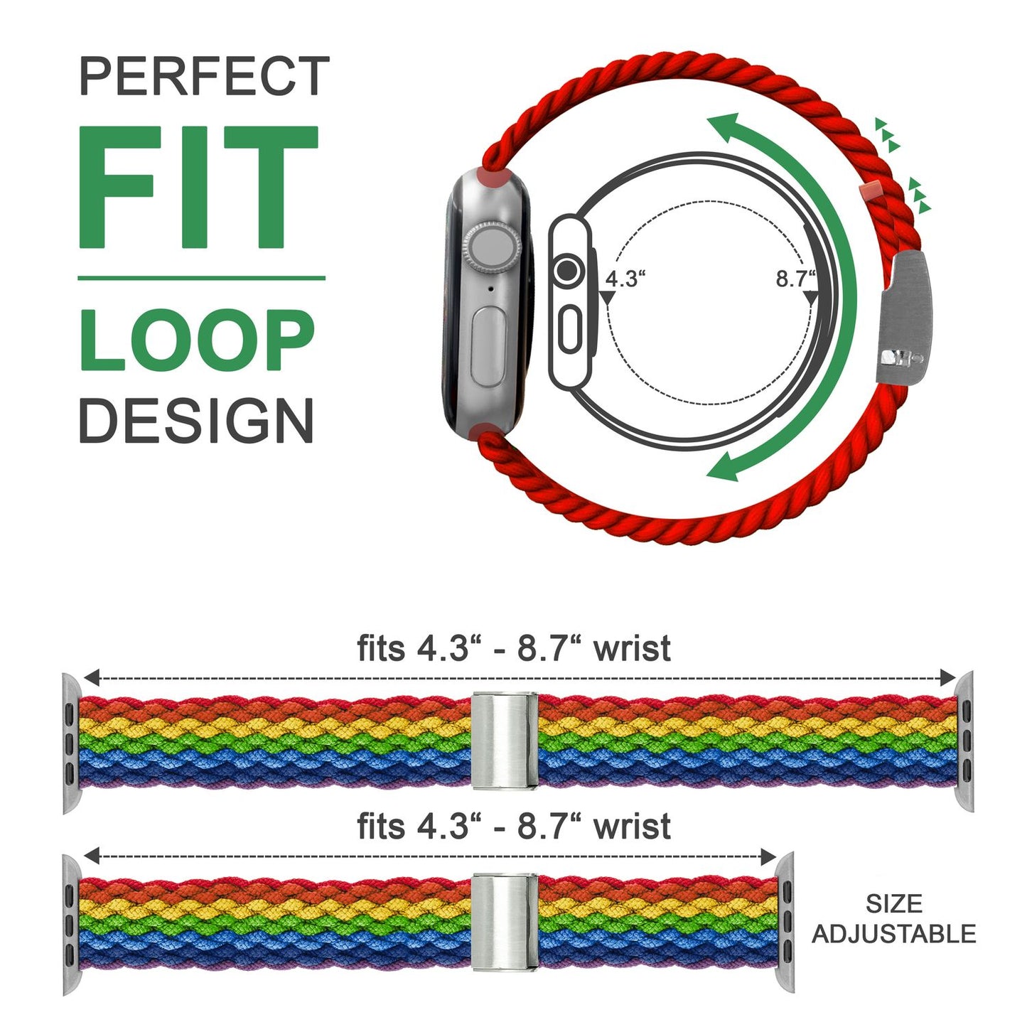 Fléttuð úról fyrir Apple Watch SE/8/7/6/5/4/3/2/1, 38/40/41 mm