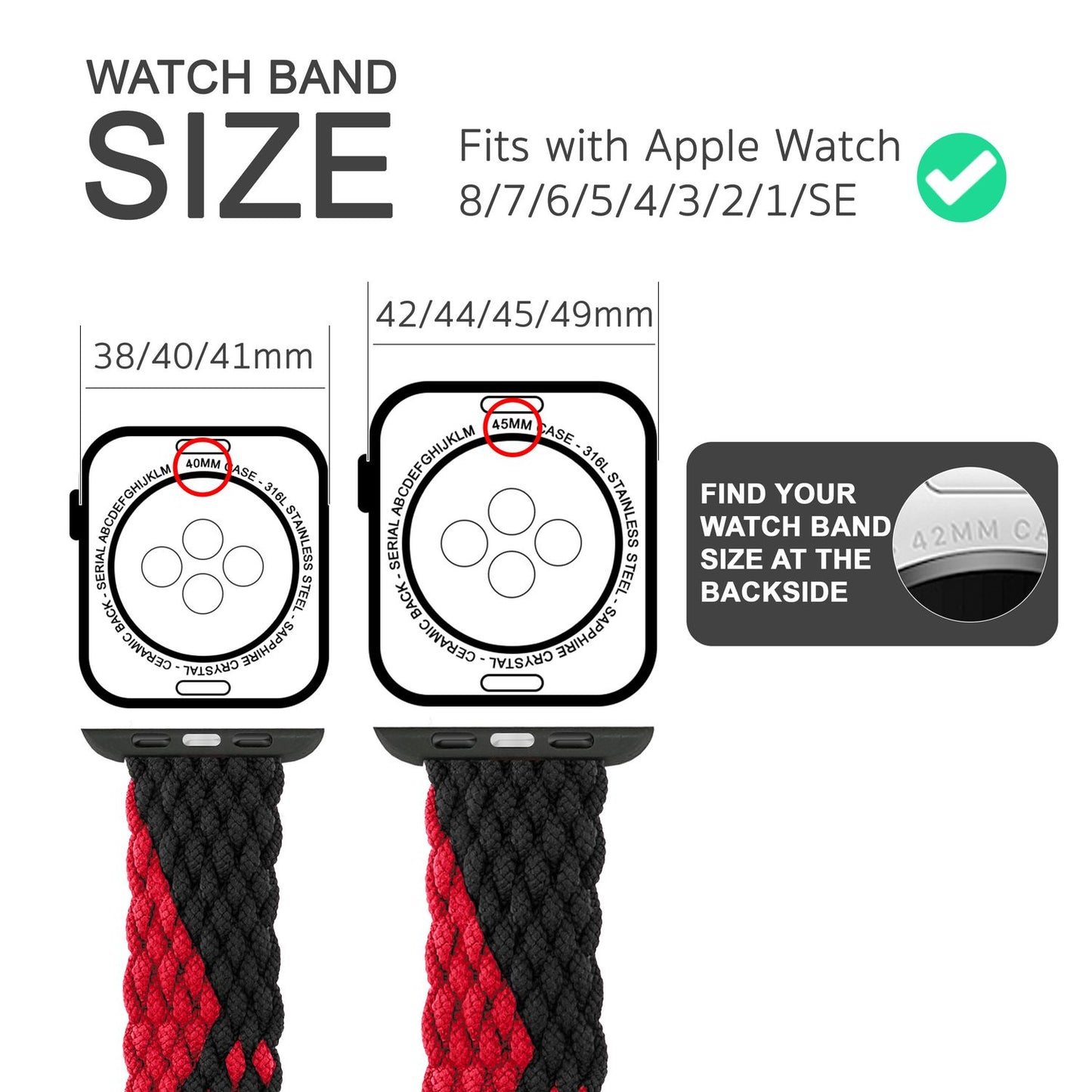 Fléttuð úról fyrir Apple Watch SE/8/7/6/5/4/3/2/1, 38/40/41 mm