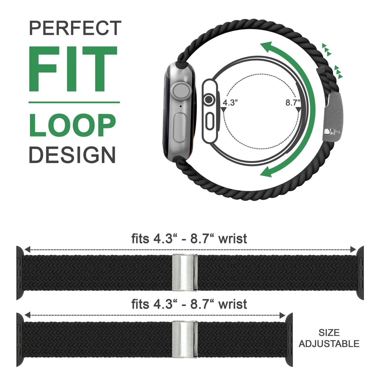 Braided watch band for Apple Watch Ultra/SE/8/7/6/5/4/3/2/1, 42/44/45/49mm