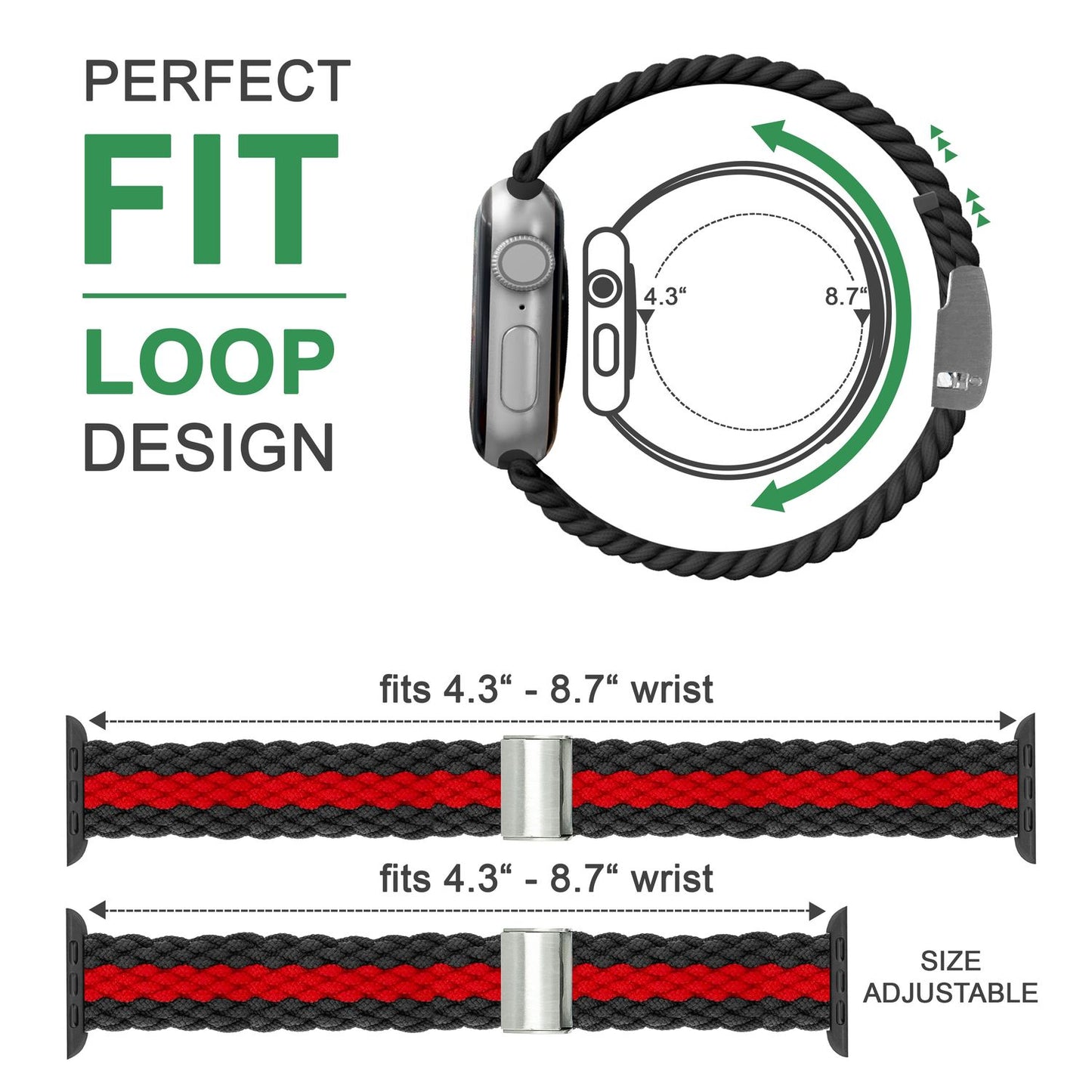 Braided watch band for Apple Watch Ultra/SE/8/7/6/5/4/3/2/1, 42/44/45/49mm