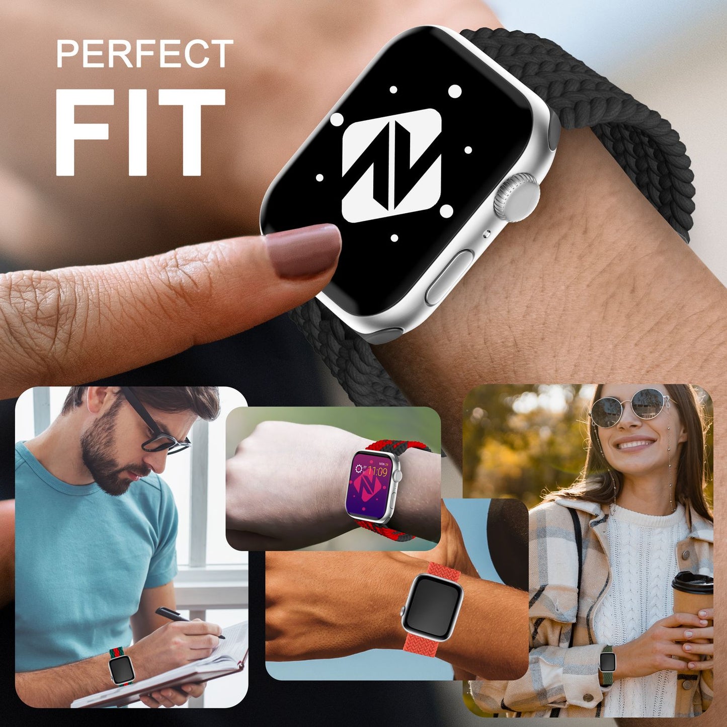 Braided watch band for Apple Watch Ultra/SE/8/7/6/5/4/3/2/1, 42/44/45/49mm