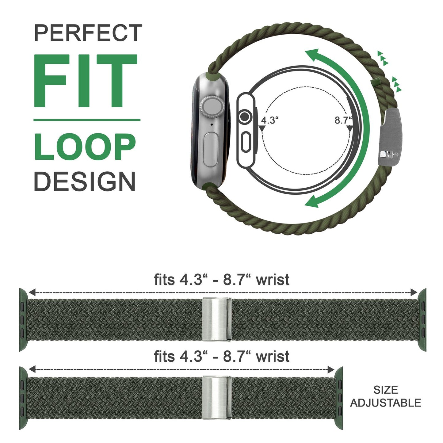 Braided watch band for Apple Watch Ultra/SE/8/7/6/5/4/3/2/1, 42/44/45/49mm