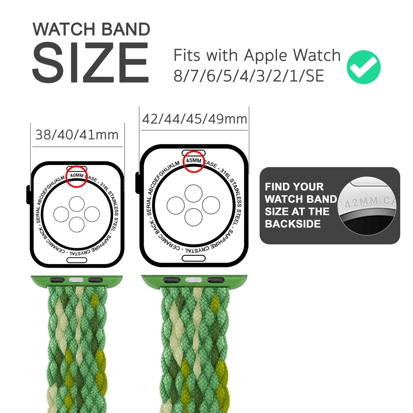 Braided watch band for Apple Watch Ultra/SE/8/7/6/5/4/3/2/1, 42/44/45/49mm