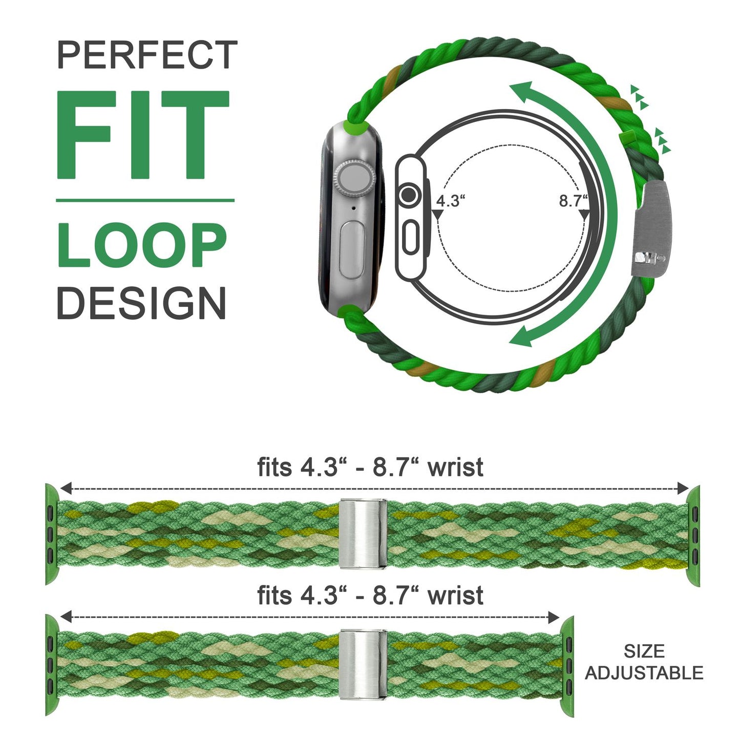 Braided watch band for Apple Watch Ultra/SE/8/7/6/5/4/3/2/1, 42/44/45/49mm