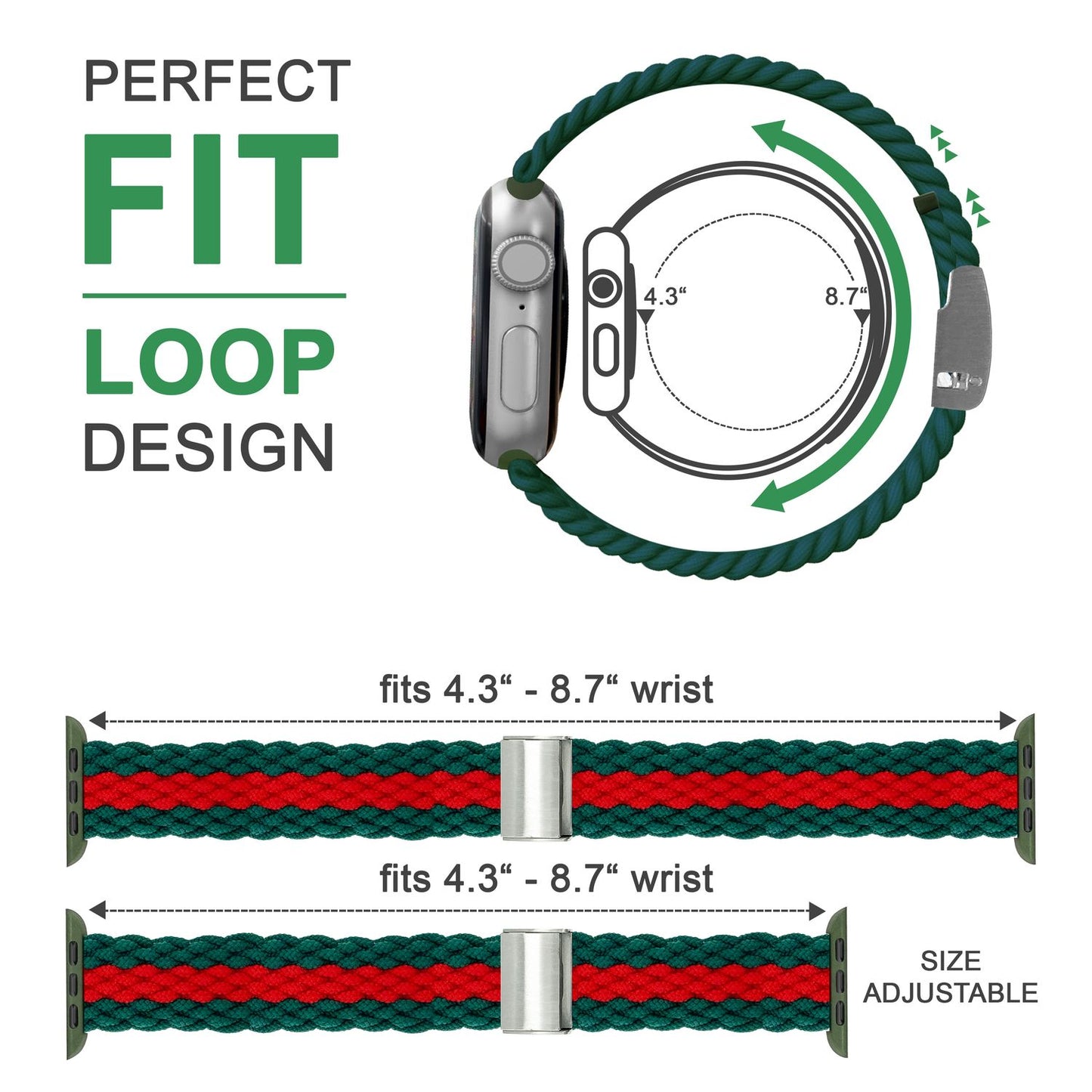 Braided watch band for Apple Watch Ultra/SE/8/7/6/5/4/3/2/1, 42/44/45/49mm