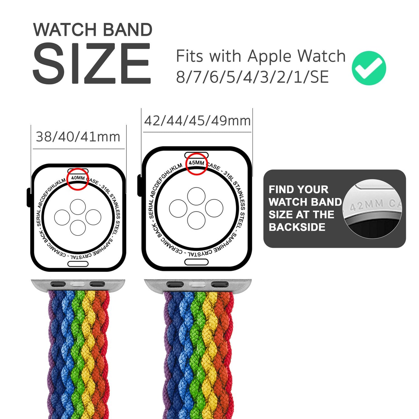 Braided watch band for Apple Watch Ultra/SE/8/7/6/5/4/3/2/1, 42/44/45/49mm