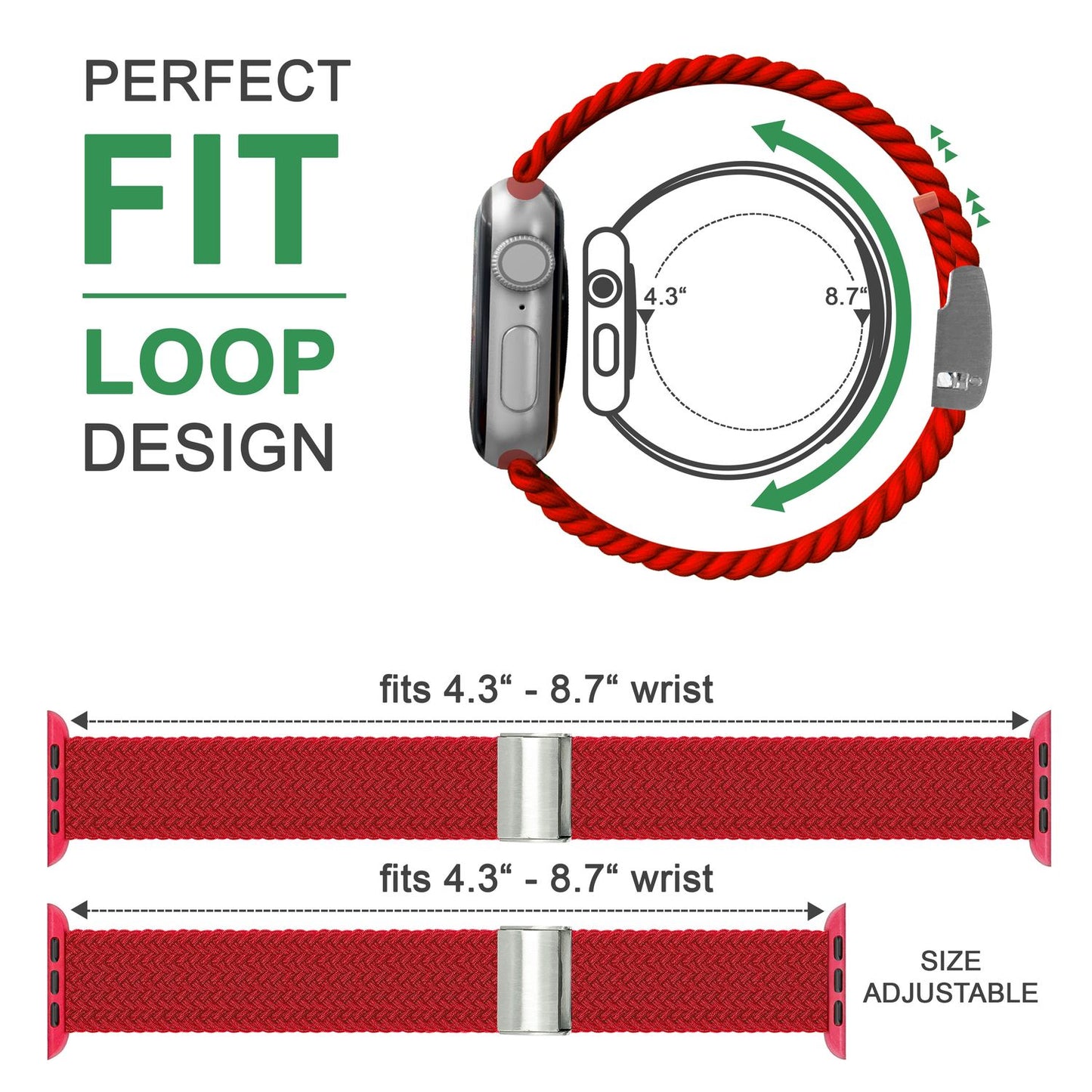 Braided watch band for Apple Watch Ultra/SE/8/7/6/5/4/3/2/1, 42/44/45/49mm