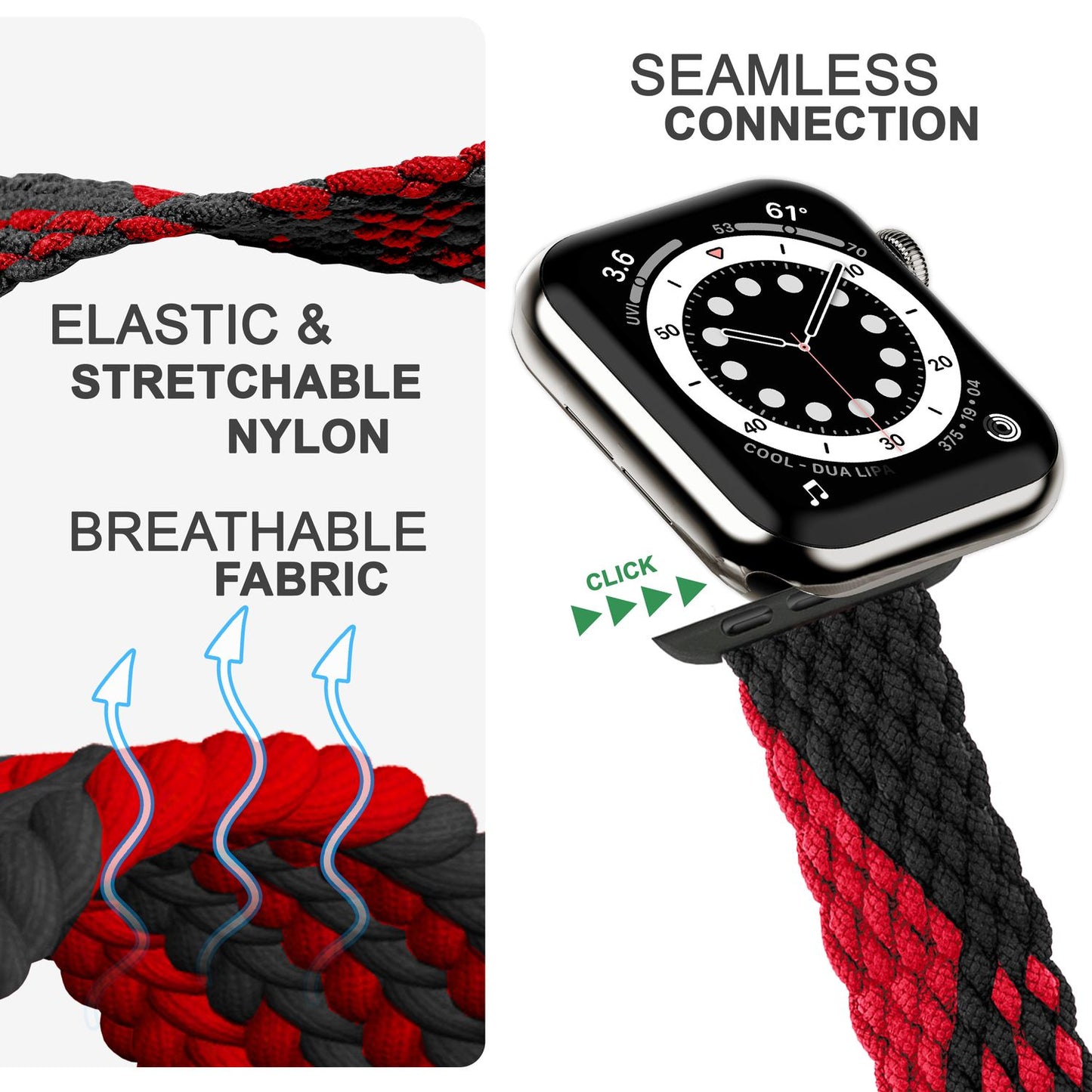 Braided watch band for Apple Watch Ultra/SE/8/7/6/5/4/3/2/1, 42/44/45/49mm