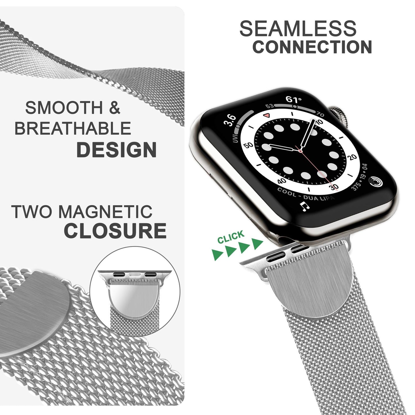 Mílanó málmól fyrir Apple Watch SE/8/7/6/5/4/3/2/1, 38/40/41 mm