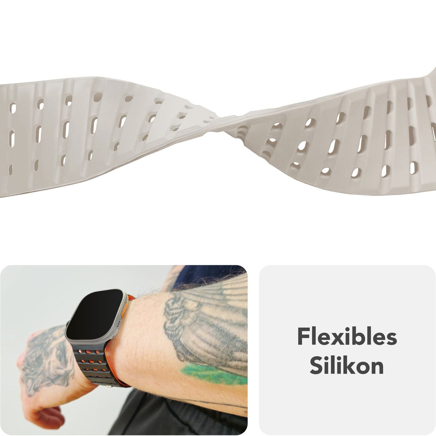 NALIA Volt armband fyrir Apple Watch Series Ultra/SE/10/9/8/7/6/5/4/3/2/1, kassastærð 42/44/45/49 mm, segulmagnað sílikonlykkjuband með smellulokun