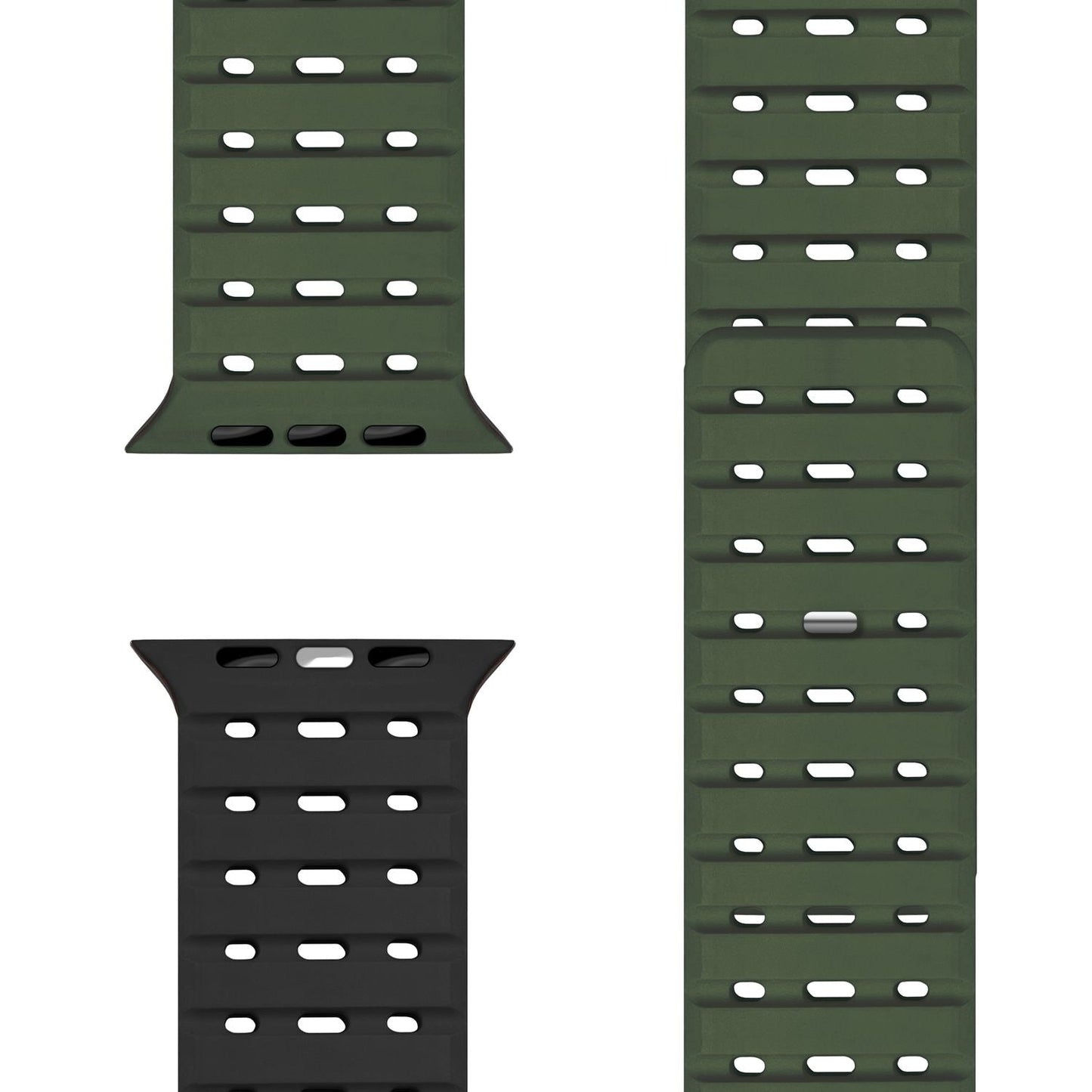 NALIA Volt armband fyrir Apple Watch Series Ultra/SE/10/9/8/7/6/5/4/3/2/1, kassastærð 42/44/45/49 mm, segulmagnað sílikonlykkjuband með smellulokun