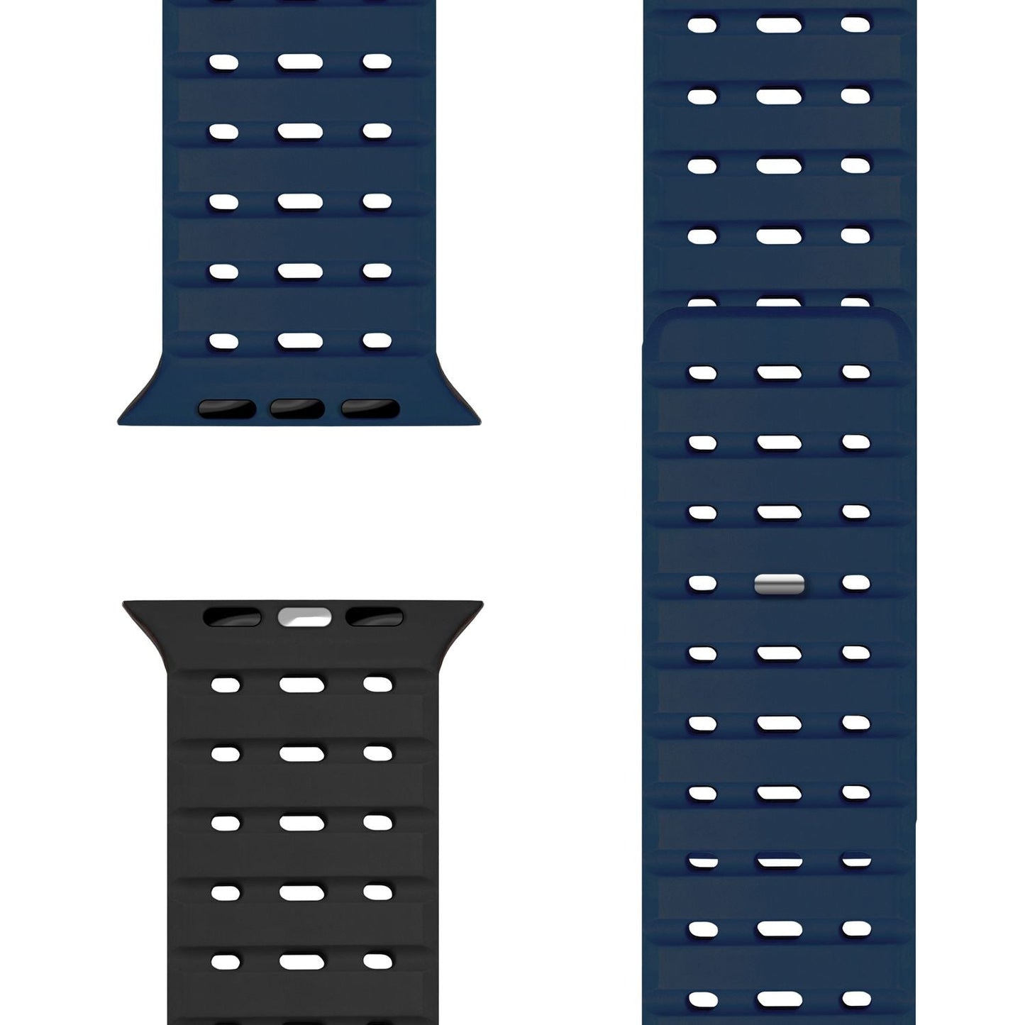 NALIA Volt armband fyrir Apple Watch Series Ultra/SE/10/9/8/7/6/5/4/3/2/1, kassastærð 42/44/45/49 mm, segulmagnað sílikonlykkjuband með smellulokun