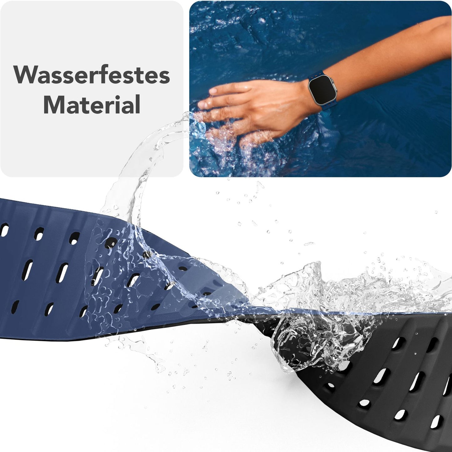 NALIA Volt armband fyrir Apple Watch Series Ultra/SE/10/9/8/7/6/5/4/3/2/1, kassastærð 42/44/45/49 mm, segulmagnað sílikonlykkjuband með smellulokun