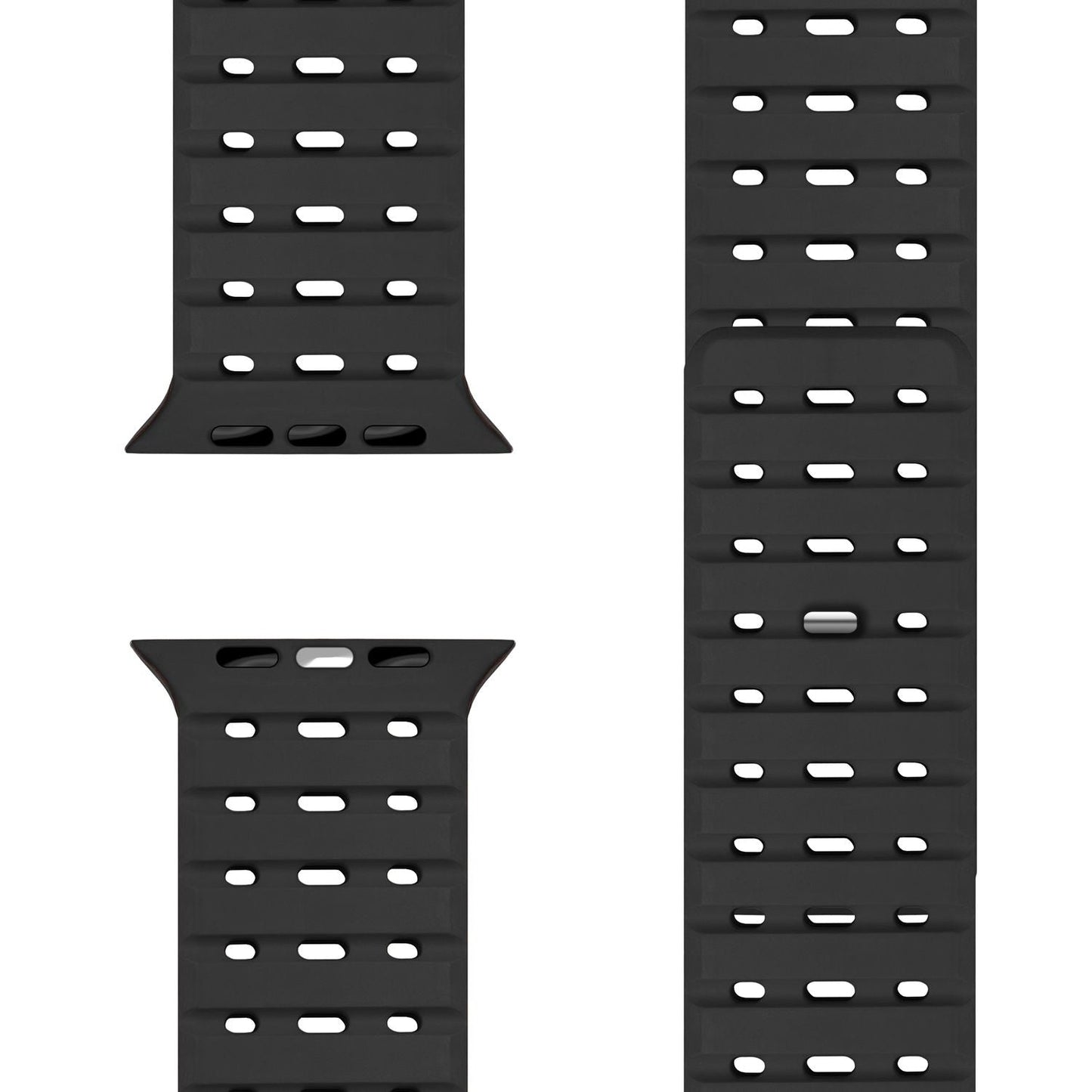 NALIA Volt armband fyrir Apple Watch Series Ultra/SE/10/9/8/7/6/5/4/3/2/1, kassastærð 42/44/45/49 mm, segulmagnað sílikonlykkjuband með smellulokun