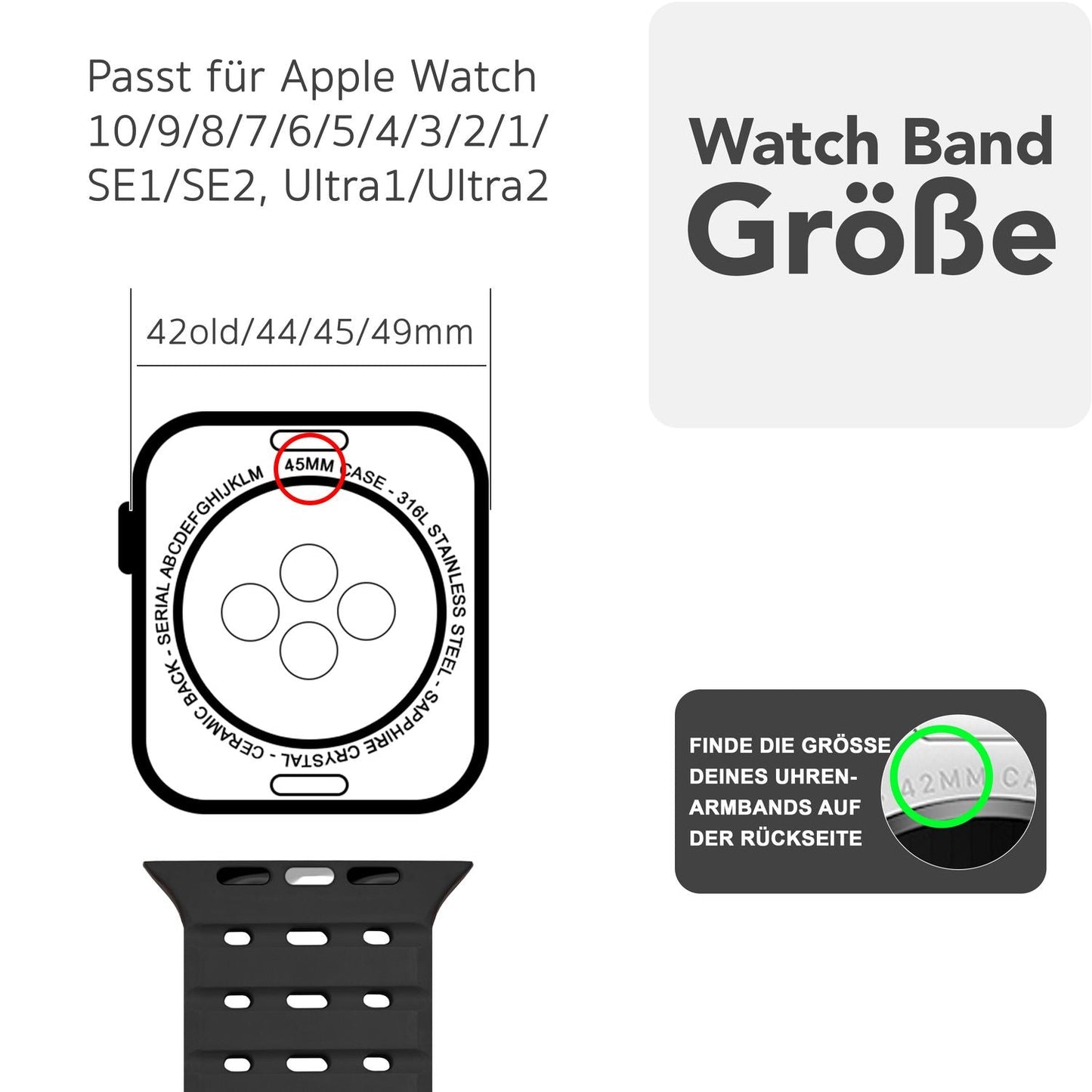 NALIA Volt armband fyrir Apple Watch Series Ultra/SE/10/9/8/7/6/5/4/3/2/1, kassastærð 42/44/45/49 mm, segulmagnað sílikonlykkjuband með smellulokun