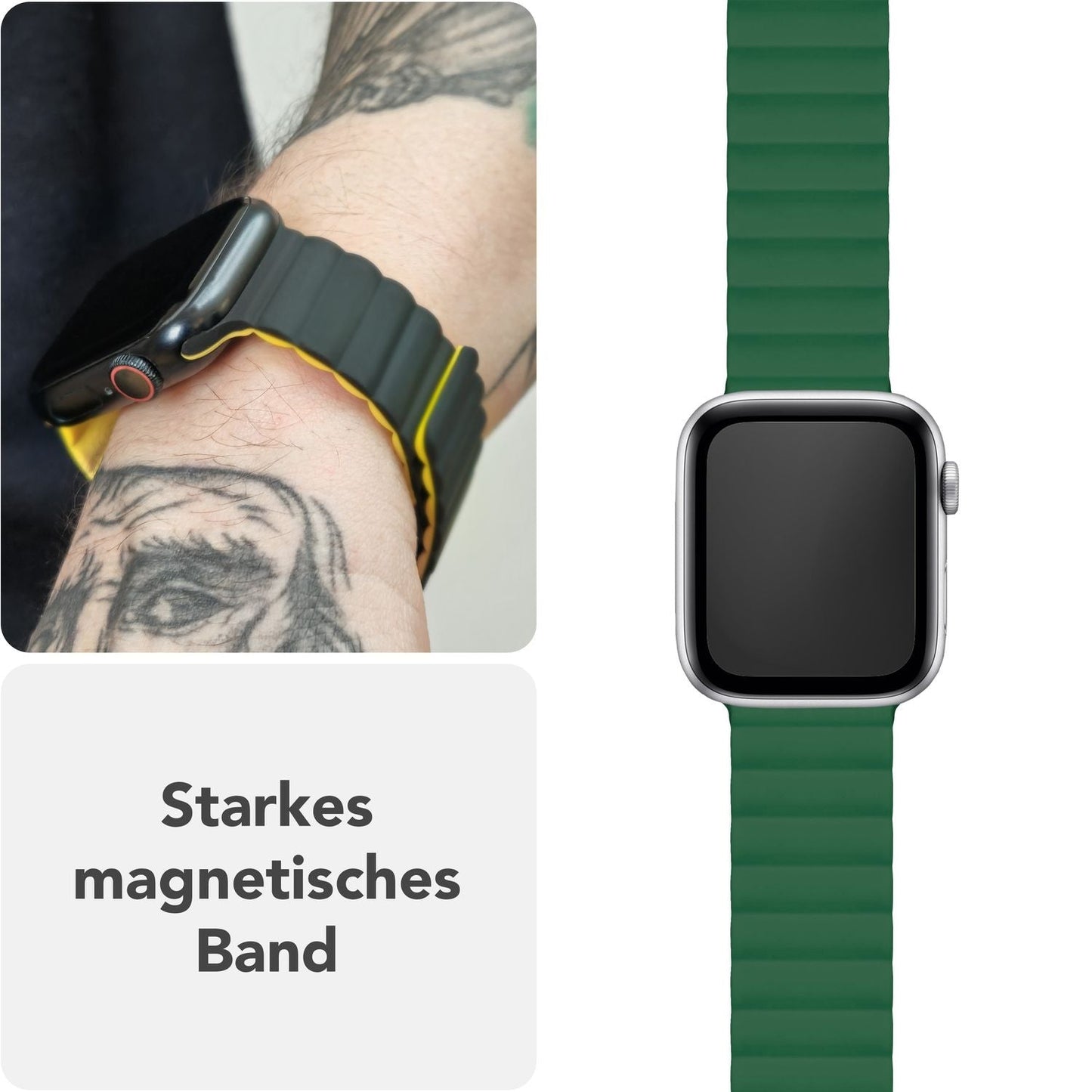 NALIA Core Band fyrir Apple Watch SE/10/9/8/7/6/5/4/3/2/1, kassastærð 38/40/41/42 mm, öndunarhæft sílikon segullykkju íþróttaband með rifuðum hönnun