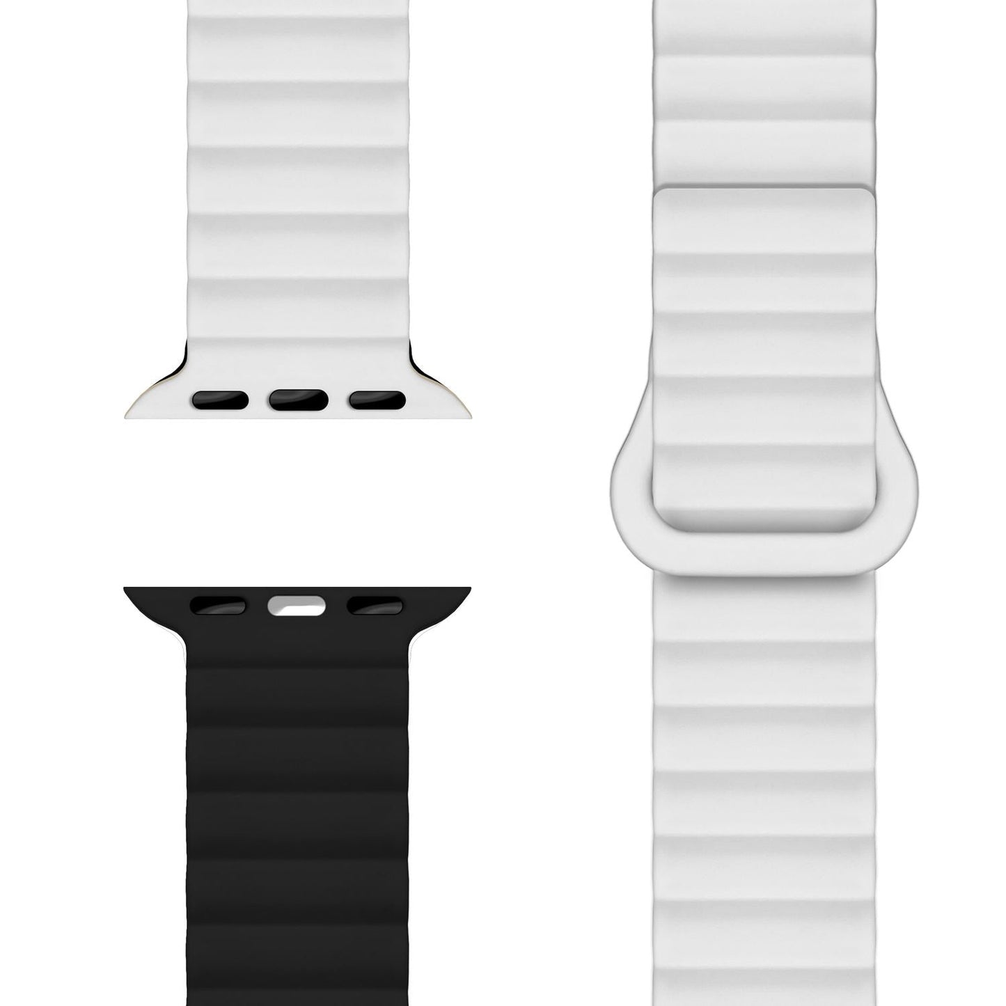 NALIA Core Band fyrir Apple Watch SE/10/9/8/7/6/5/4/3/2/1, kassastærð 38/40/41/42 mm, öndunarhæft sílikon segullykkju íþróttaband með rifuðum hönnun