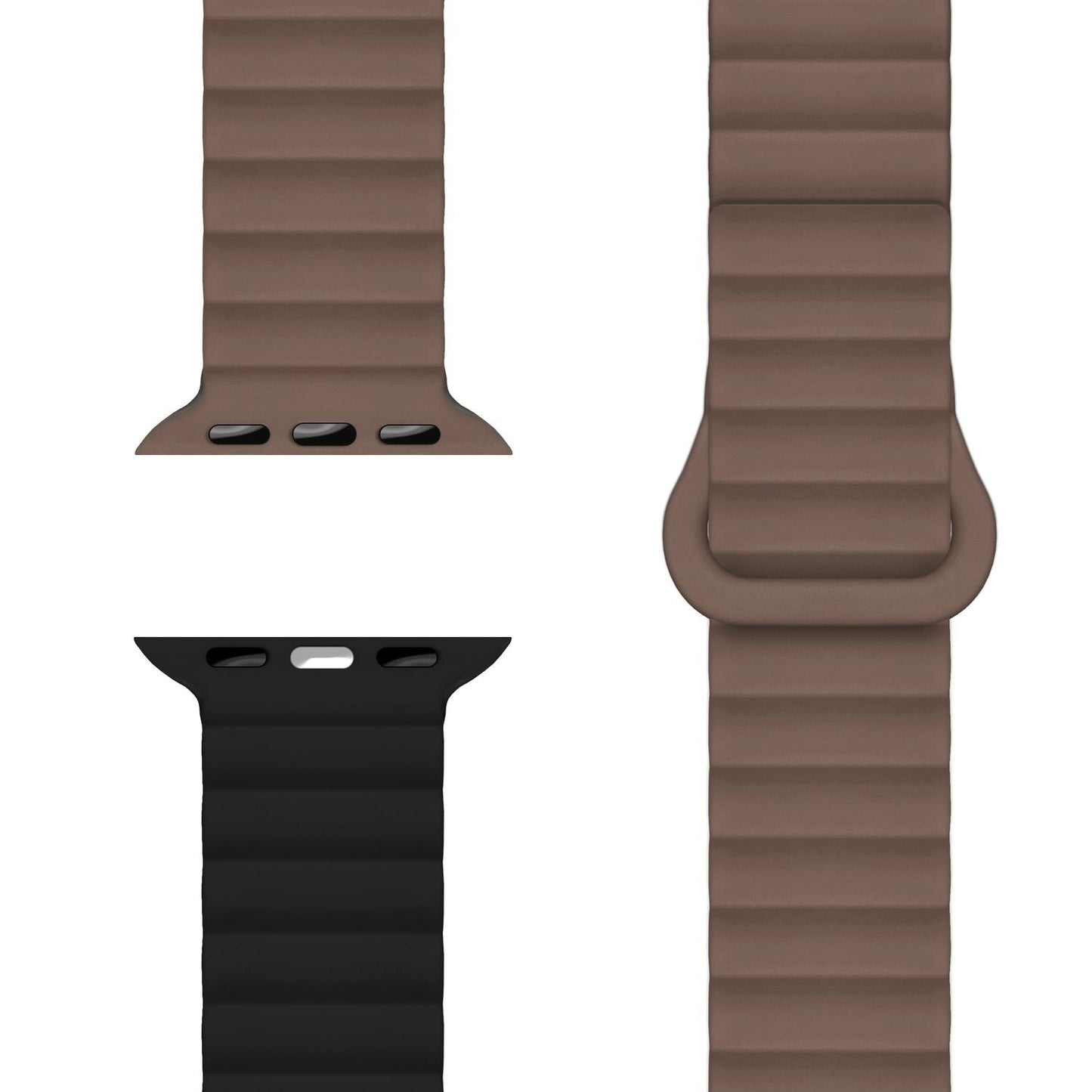 NALIA Core Band fyrir Apple Watch SE/10/9/8/7/6/5/4/3/2/1, kassastærð 38/40/41/42 mm, öndunarhæft sílikon segullykkju íþróttaband með rifuðum hönnun