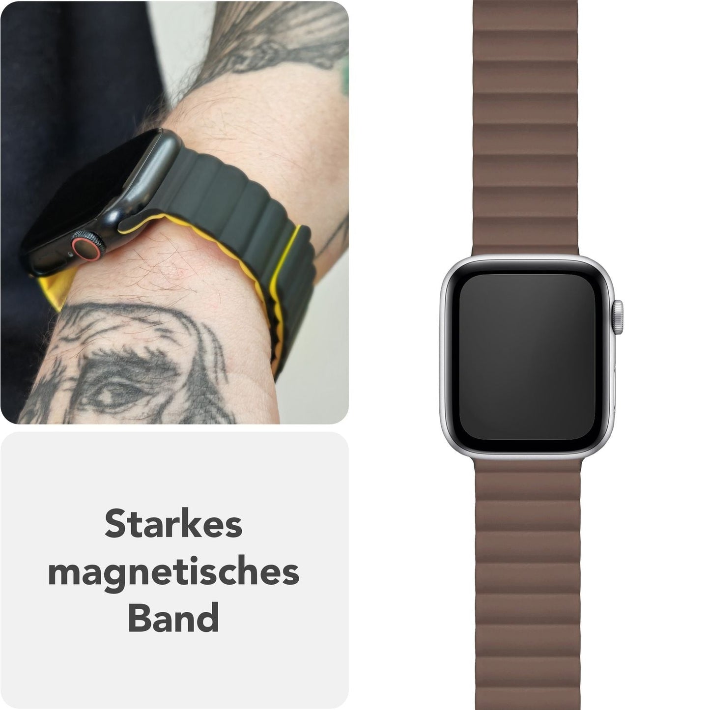 NALIA Core Band fyrir Apple Watch SE/10/9/8/7/6/5/4/3/2/1, kassastærð 38/40/41/42 mm, öndunarhæft sílikon segullykkju íþróttaband með rifuðum hönnun