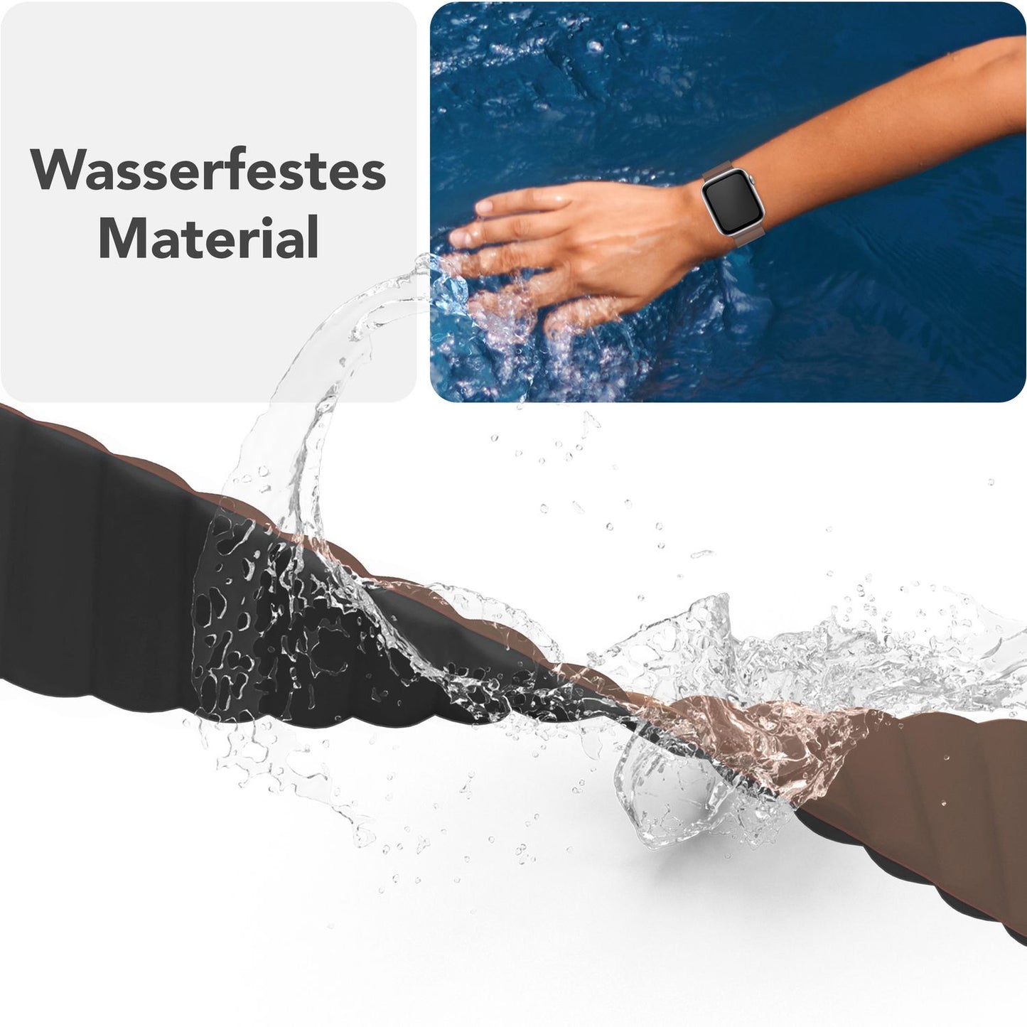 NALIA Core Band fyrir Apple Watch SE/10/9/8/7/6/5/4/3/2/1, kassastærð 38/40/41/42 mm, öndunarhæft sílikon segullykkju íþróttaband með rifuðum hönnun