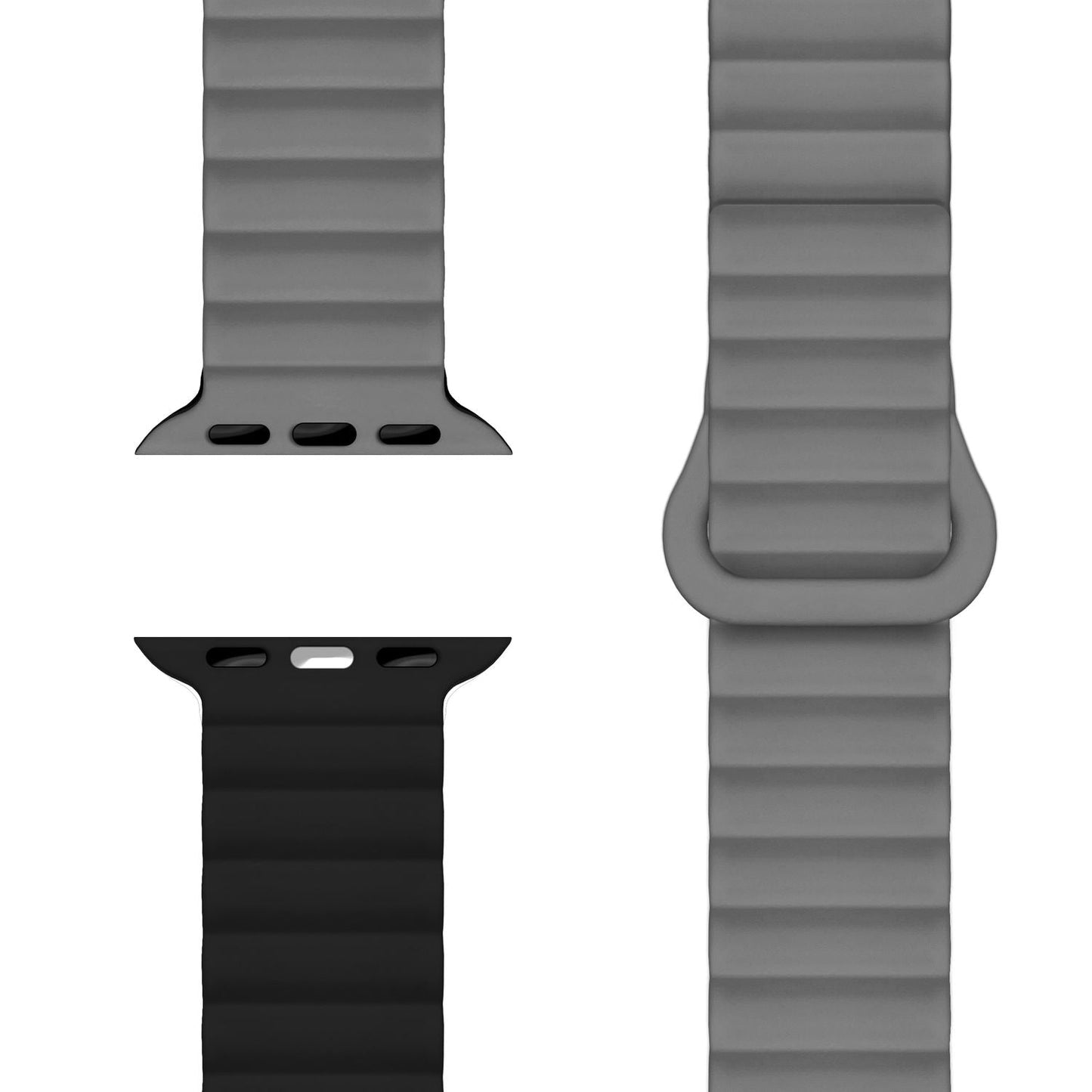 NALIA Core Band fyrir Apple Watch SE/10/9/8/7/6/5/4/3/2/1, kassastærð 38/40/41/42 mm, öndunarhæft sílikon segullykkju íþróttaband með rifuðum hönnun