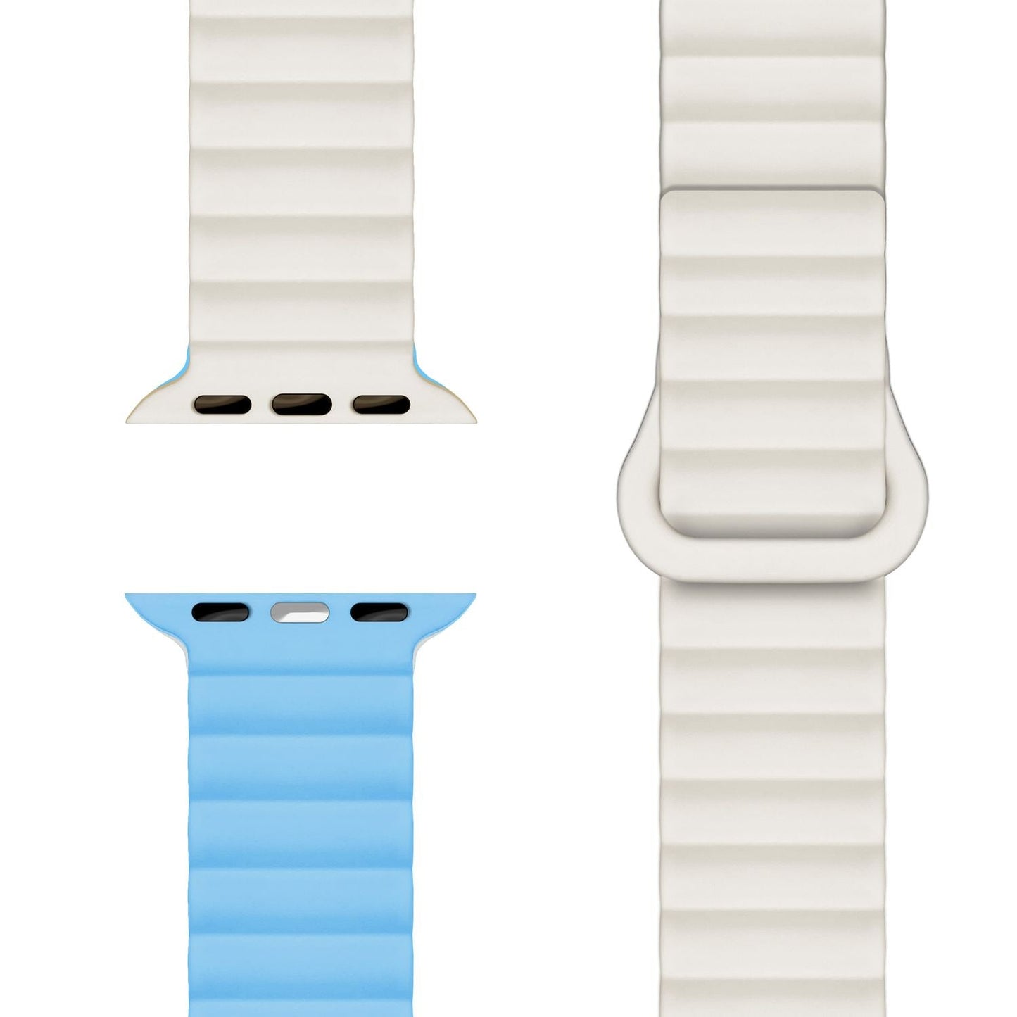 NALIA Core Band fyrir Apple Watch SE/10/9/8/7/6/5/4/3/2/1, kassastærð 38/40/41/42 mm, öndunarhæft sílikon segullykkju íþróttaband með rifuðum hönnun