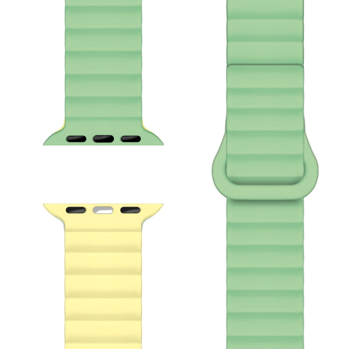 NALIA Core Band fyrir Apple Watch SE/10/9/8/7/6/5/4/3/2/1, kassastærð 38/40/41/42 mm, öndunarhæft sílikon segullykkju íþróttaband með rifuðum hönnun