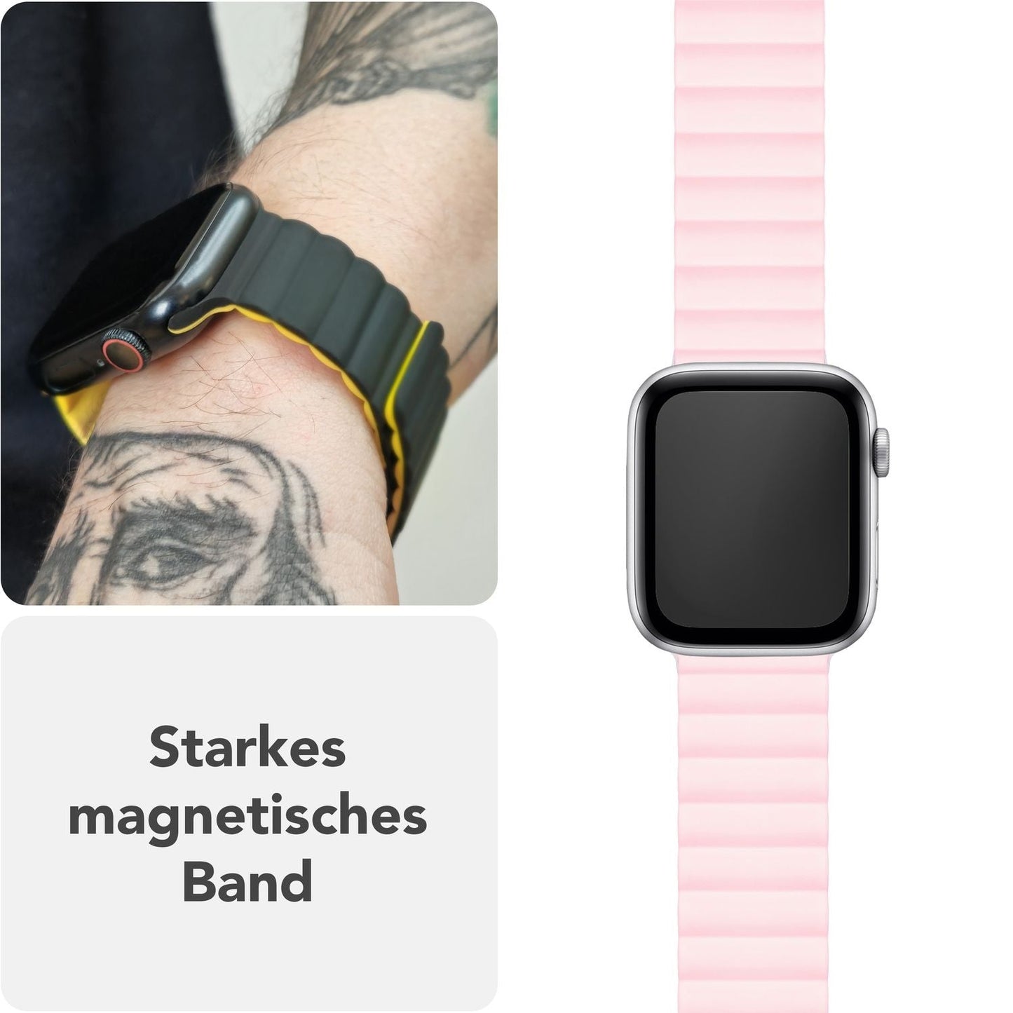 NALIA Core Band fyrir Apple Watch SE/10/9/8/7/6/5/4/3/2/1, kassastærð 38/40/41/42 mm, öndunarhæft sílikon segullykkju íþróttaband með rifuðum hönnun