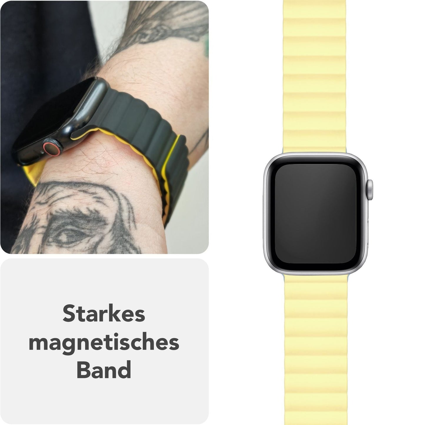 NALIA Core Band fyrir Apple Watch SE/10/9/8/7/6/5/4/3/2/1, kassastærð 38/40/41/42 mm, öndunarhæft sílikon segullykkju íþróttaband með rifuðum hönnun