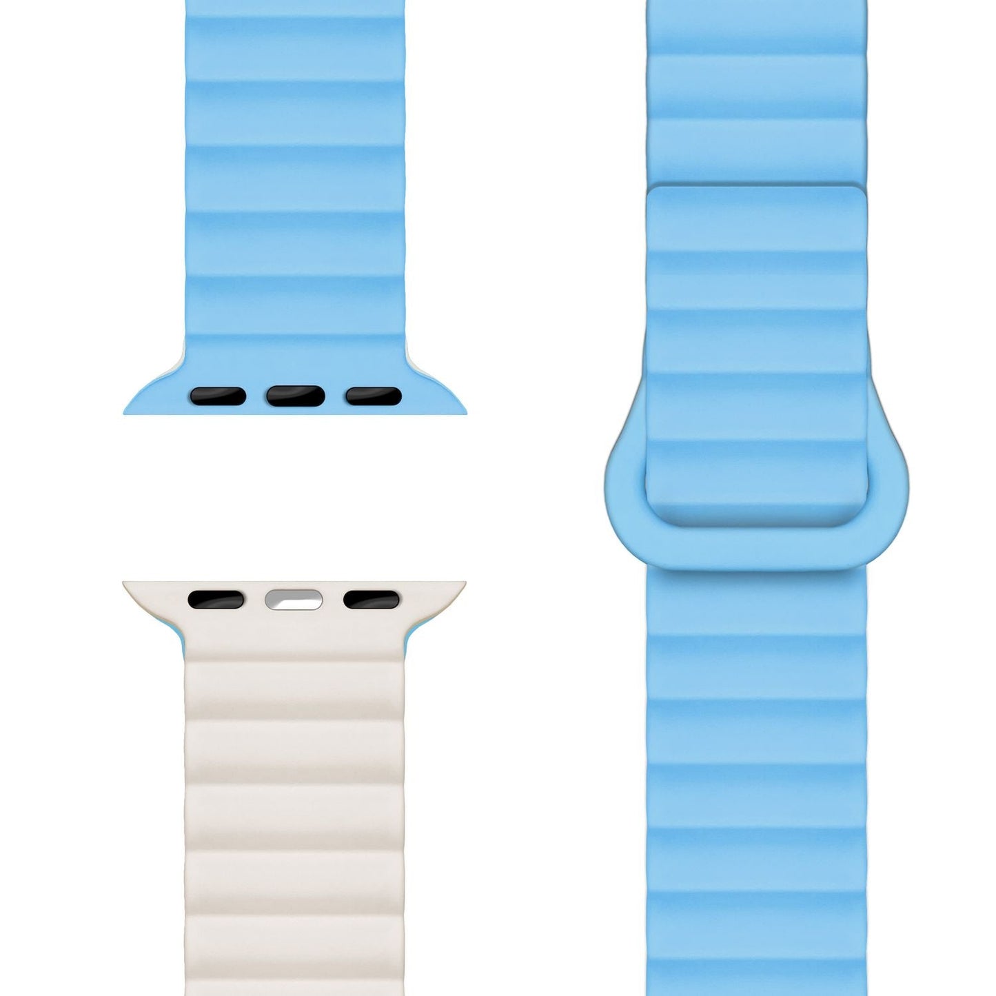 NALIA Core Band fyrir Apple Watch SE/10/9/8/7/6/5/4/3/2/1, kassastærð 38/40/41/42 mm, öndunarhæft sílikon segullykkju íþróttaband með rifuðum hönnun