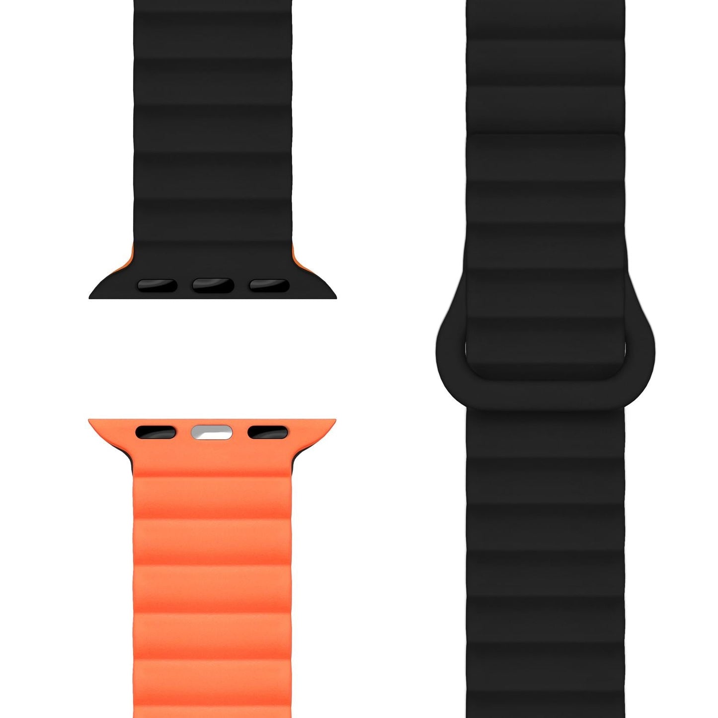 NALIA Core Band fyrir Apple Watch SE/10/9/8/7/6/5/4/3/2/1, kassastærð 38/40/41/42 mm, öndunarhæft sílikon segullykkju íþróttaband með rifuðum hönnun