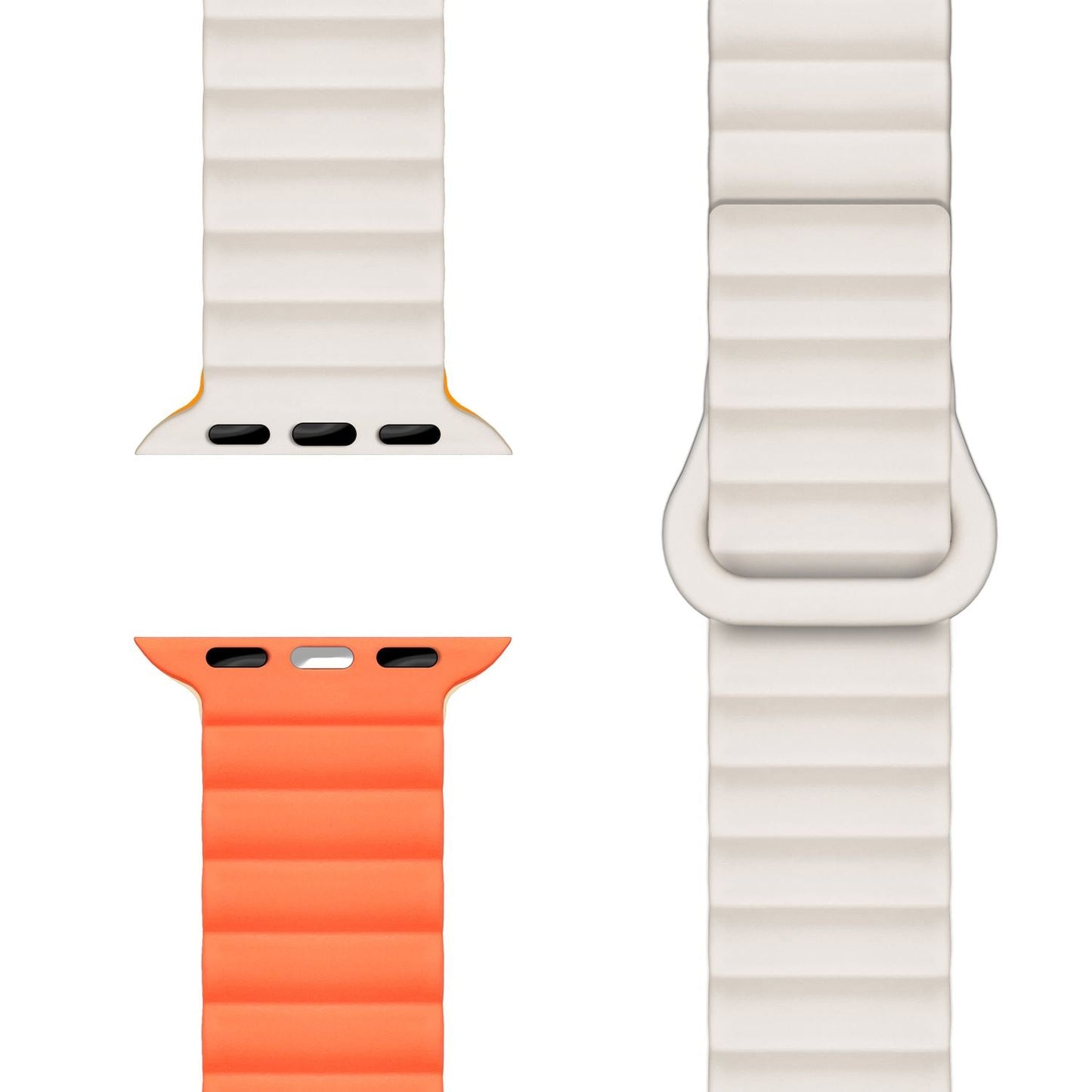 NALIA Core Band fyrir Apple Watch SE/10/9/8/7/6/5/4/3/2/1, kassastærð 38/40/41/42 mm, öndunarhæft sílikon segullykkju íþróttaband með rifuðum hönnun