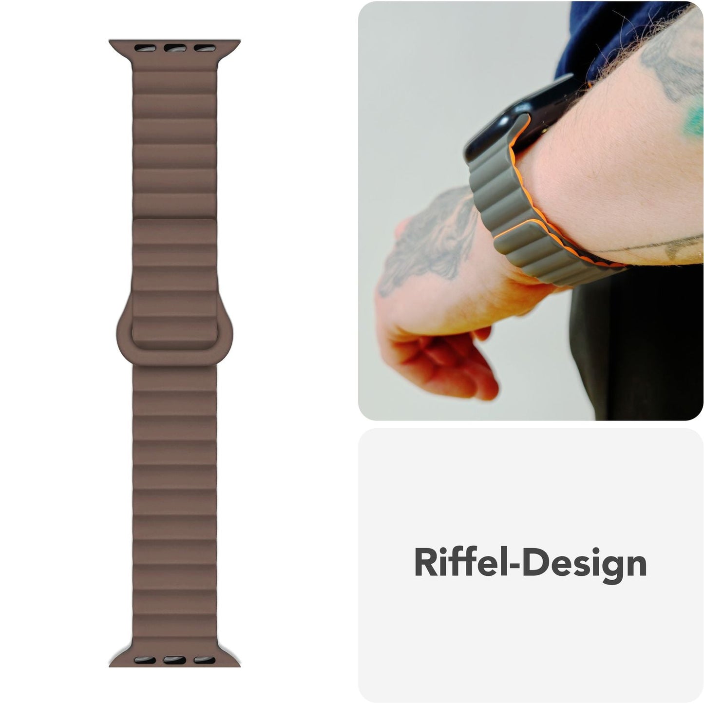 NALIA Core Band fyrir Apple Watch Ultra/SE/10/9/8/7/6/5/4/3/2/1, kassastærð 42/44/45/46/49 mm, öndunarhæft sílikon segulmagnað íþróttaband með rifinni hönnun