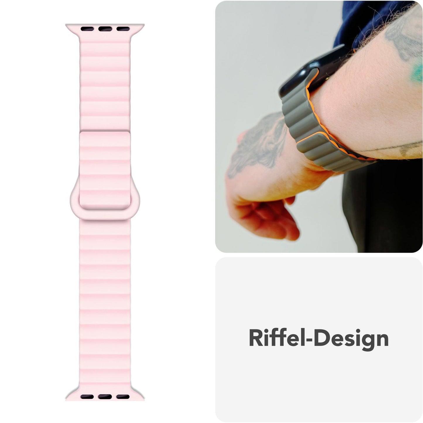 NALIA Core Band fyrir Apple Watch Ultra/SE/10/9/8/7/6/5/4/3/2/1, kassastærð 42/44/45/46/49 mm, öndunarhæft sílikon segulmagnað íþróttaband með rifinni hönnun