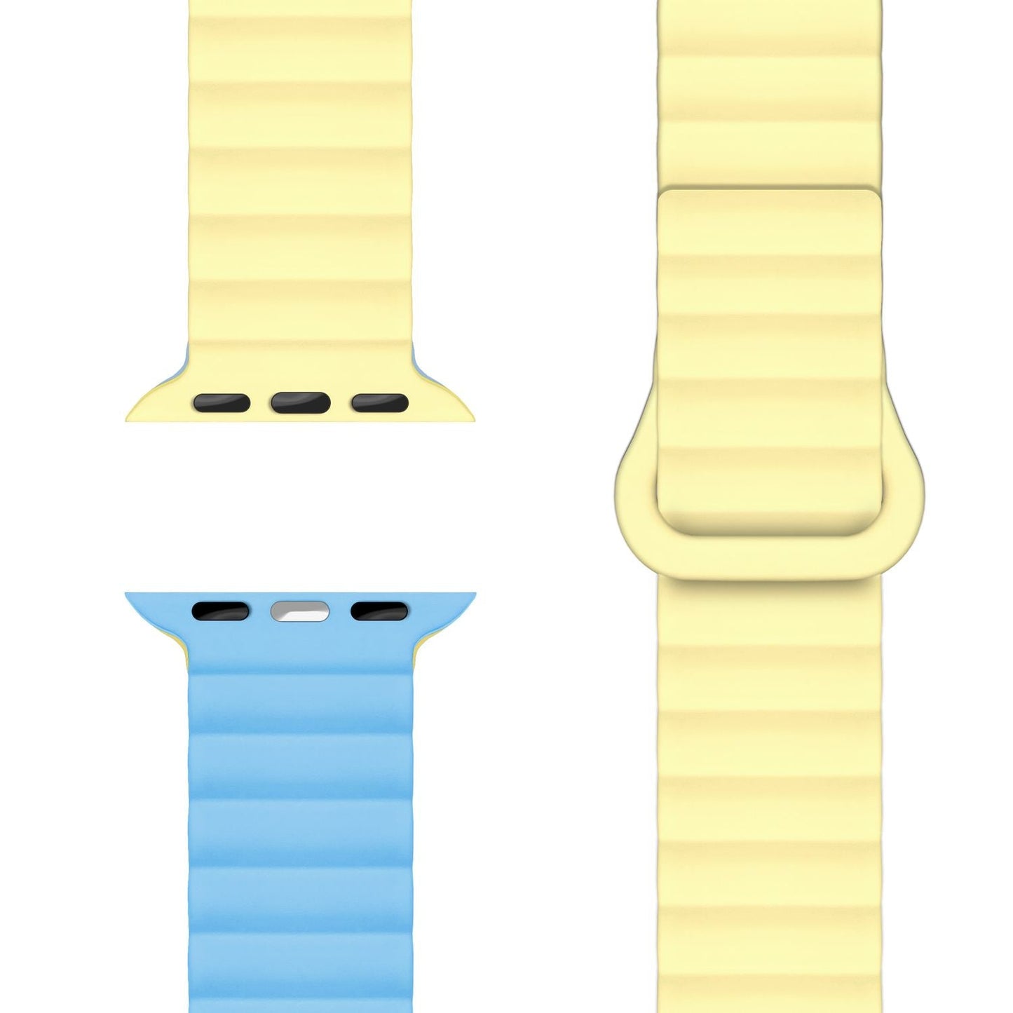 NALIA Core Band fyrir Apple Watch Ultra/SE/10/9/8/7/6/5/4/3/2/1, kassastærð 42/44/45/46/49 mm, öndunarhæft sílikon segulmagnað íþróttaband með rifinni hönnun