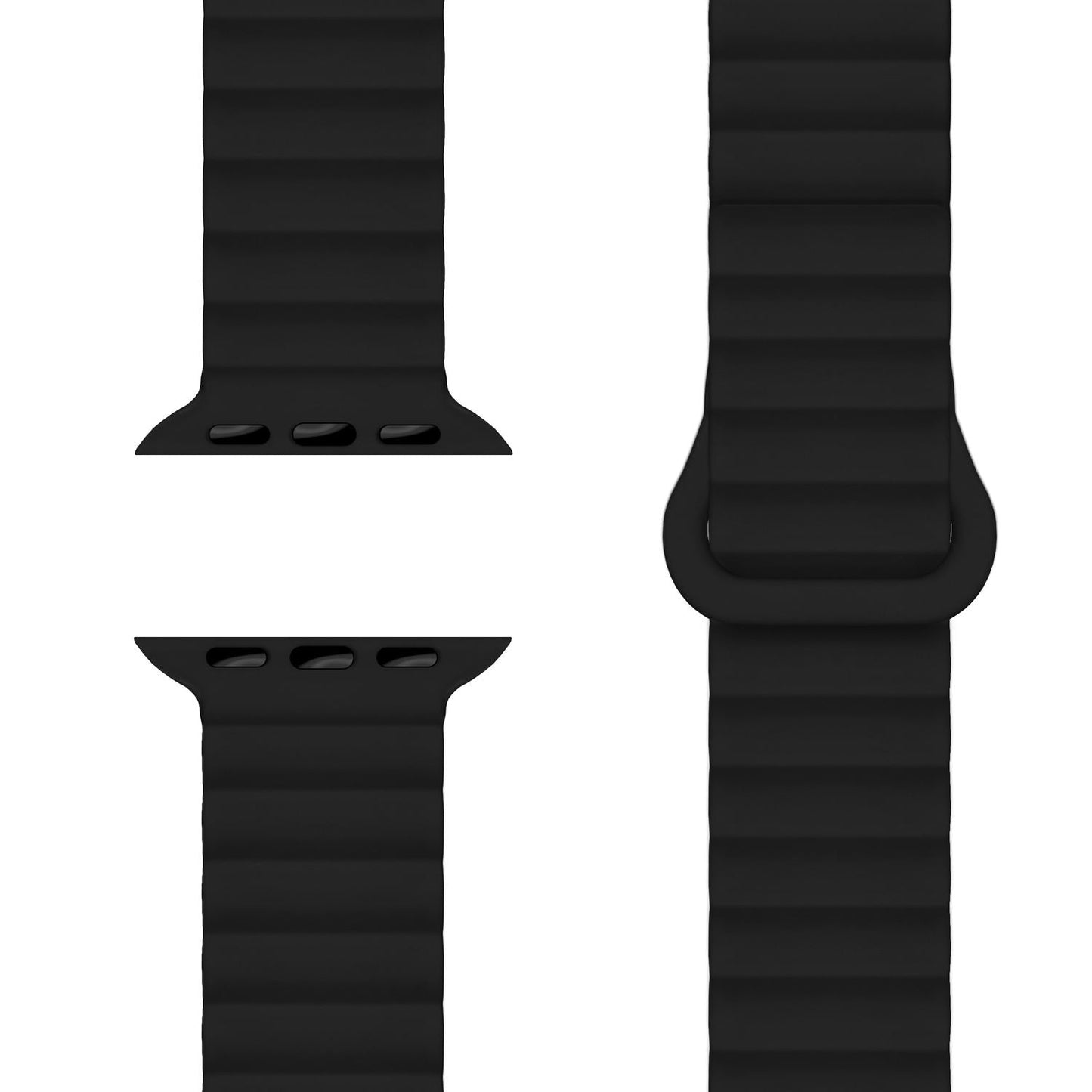 NALIA Core Band fyrir Apple Watch Ultra/SE/10/9/8/7/6/5/4/3/2/1, kassastærð 42/44/45/46/49 mm, öndunarhæft sílikon segulmagnað íþróttaband með rifinni hönnun