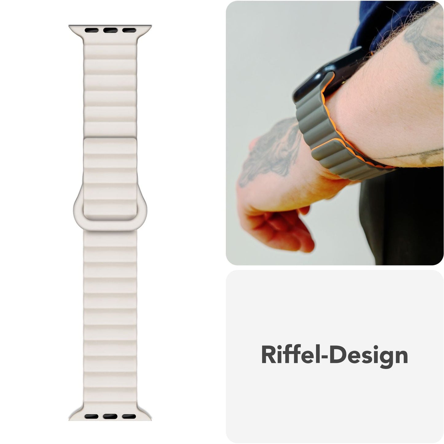 NALIA Core Band fyrir Apple Watch Ultra/SE/10/9/8/7/6/5/4/3/2/1, kassastærð 42/44/45/46/49 mm, öndunarhæft sílikon segulmagnað íþróttaband með rifinni hönnun