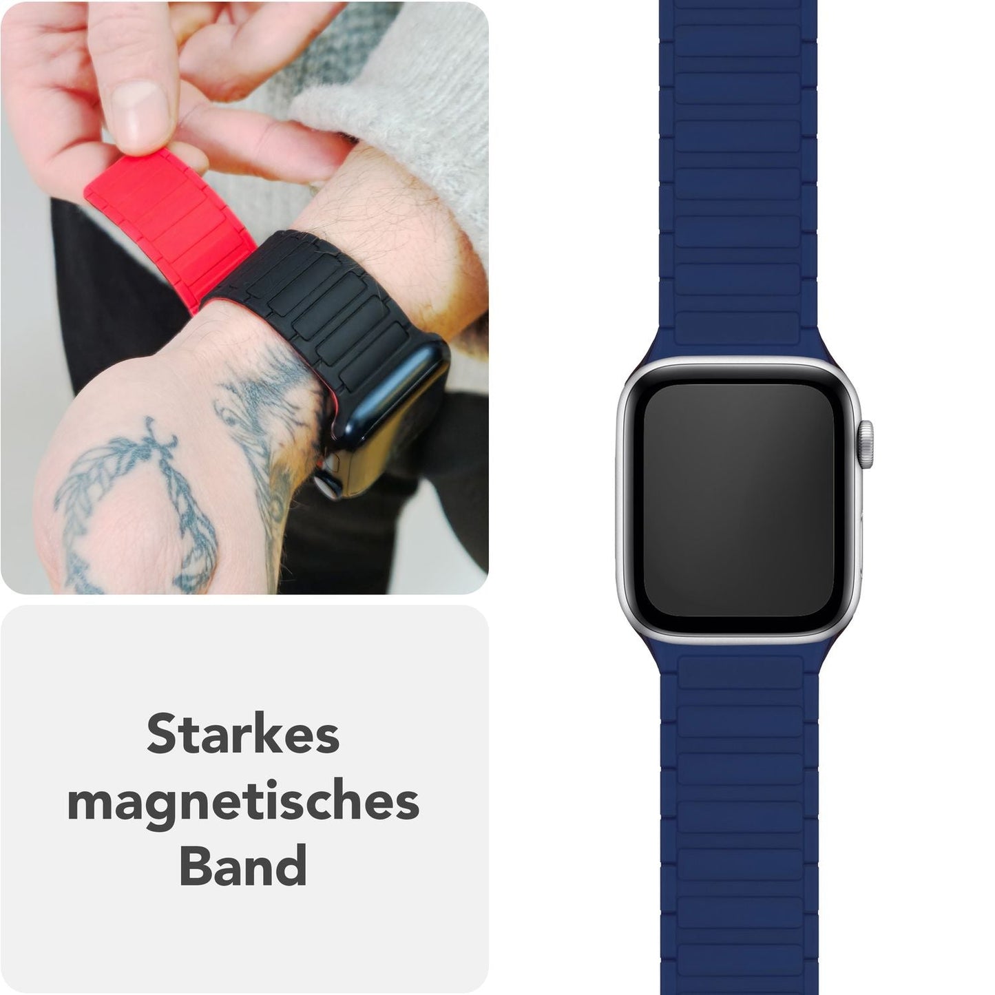 NALIA Nexus Band for Apple Watch SE/10/9/8/7/6/5/4/3/2/1, Case Size 38/40/41/42mm, Magnetic Silicone Loop Sport Band with Wave Texture