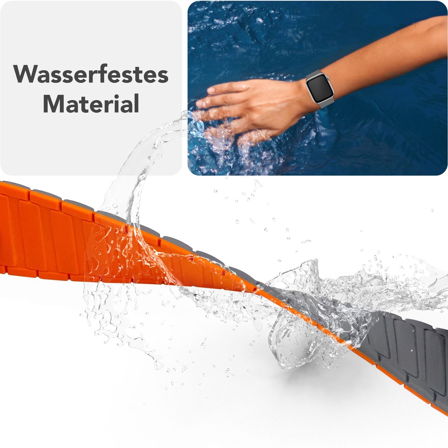 NALIA Nexus ól fyrir Apple Watch Ultra/SE/10/9/8/7/6/5/4/3/2/1, kassastærð 42/44/45/46/49 mm, segulmagnað sílikonlykkjuól með bylgjuáferð