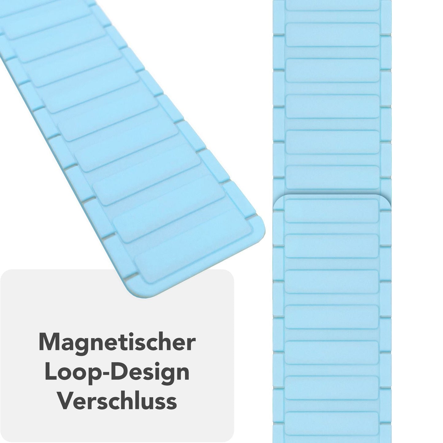 NALIA Nexus ól fyrir Apple Watch Ultra/SE/10/9/8/7/6/5/4/3/2/1, kassastærð 42/44/45/46/49 mm, segulmagnað sílikonlykkjuól með bylgjuáferð