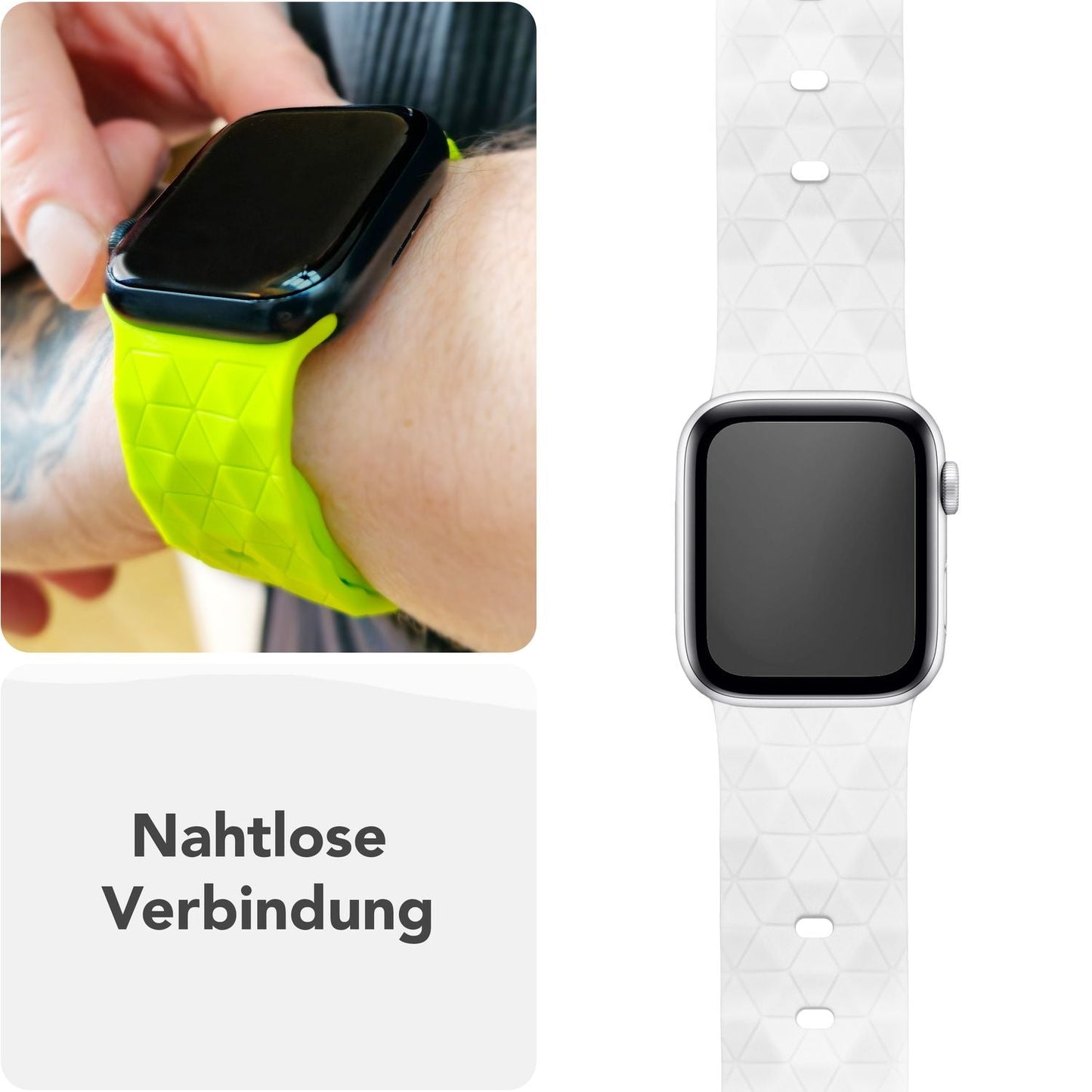 NALIA Hexion ól fyrir Apple Watch seríuna SE/10/9/8/7/6/5/4/3/2/1, kassastærð 38/40/41/42 mm, sportól með sílikonlykkju, smellupinna og sexhyrningslaga hönnun.