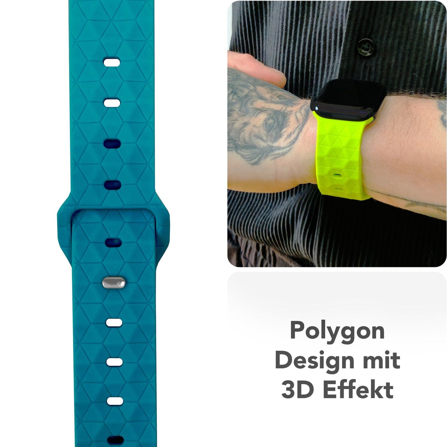 NALIA Hexion ól fyrir Apple Watch seríuna SE/10/9/8/7/6/5/4/3/2/1, kassastærð 38/40/41/42 mm, sportól með sílikonlykkju, smellupinna og sexhyrningslaga hönnun.