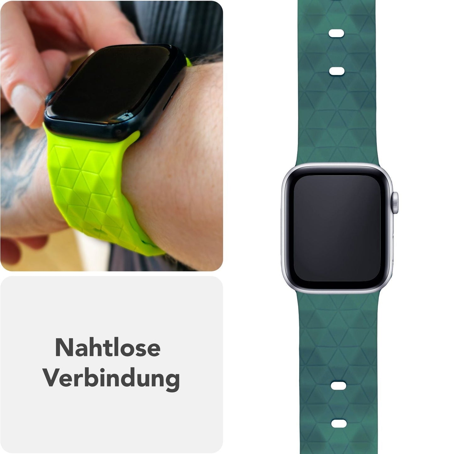 NALIA Hexion ól fyrir Apple Watch seríuna SE/10/9/8/7/6/5/4/3/2/1, kassastærð 38/40/41/42 mm, sportól með sílikonlykkju, smellupinna og sexhyrningslaga hönnun.