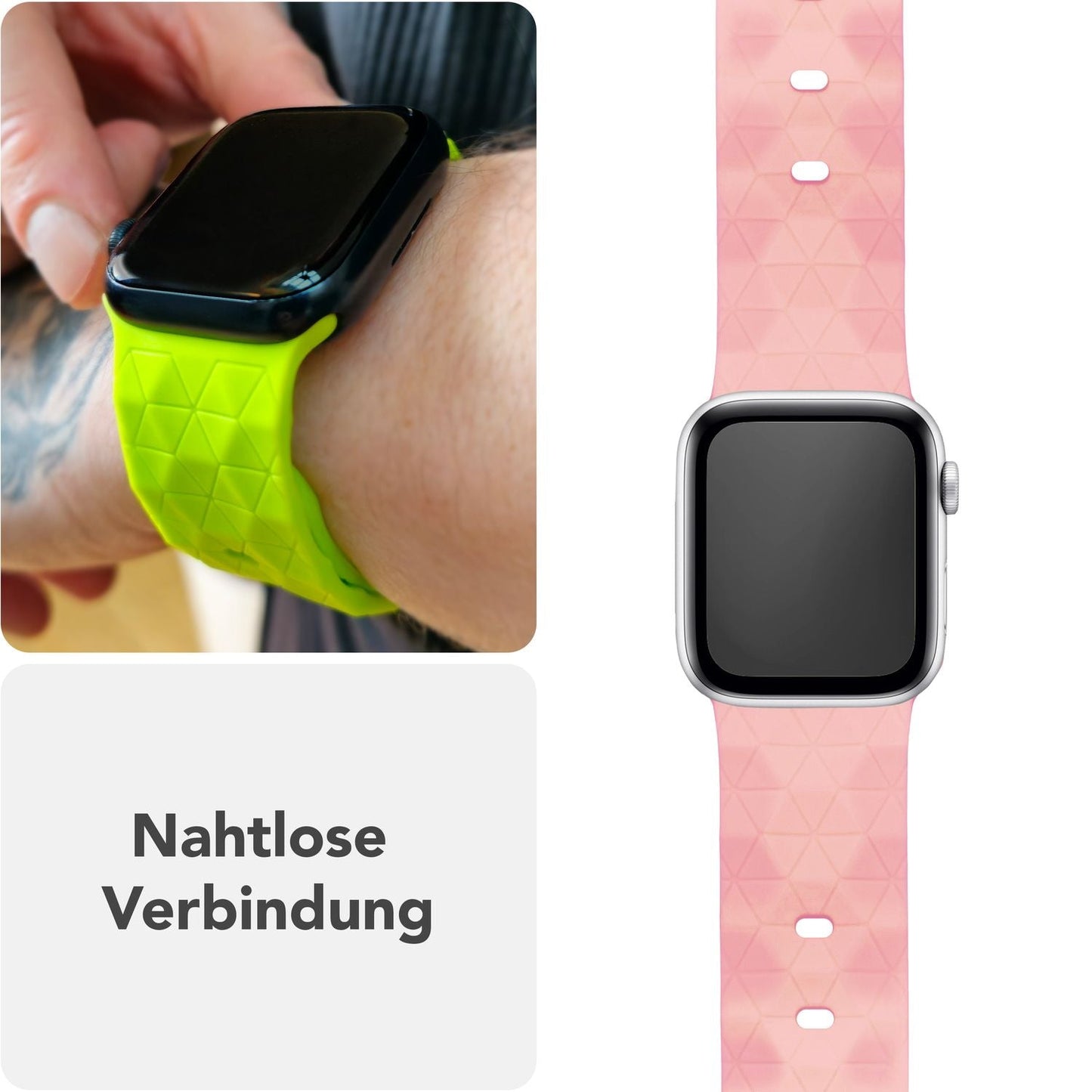 NALIA Hexion ól fyrir Apple Watch seríuna SE/10/9/8/7/6/5/4/3/2/1, kassastærð 38/40/41/42 mm, sportól með sílikonlykkju, smellupinna og sexhyrningslaga hönnun.