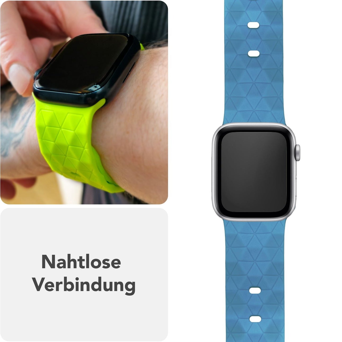 NALIA Hexion ól fyrir Apple Watch seríuna SE/10/9/8/7/6/5/4/3/2/1, kassastærð 38/40/41/42 mm, sportól með sílikonlykkju, smellupinna og sexhyrningslaga hönnun.