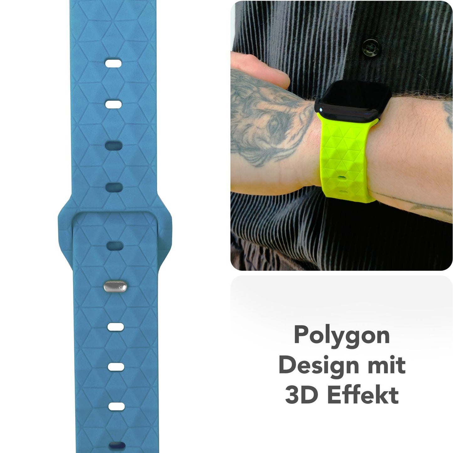 NALIA Hexion ól fyrir Apple Watch seríuna SE/10/9/8/7/6/5/4/3/2/1, kassastærð 38/40/41/42 mm, sportól með sílikonlykkju, smellupinna og sexhyrningslaga hönnun.