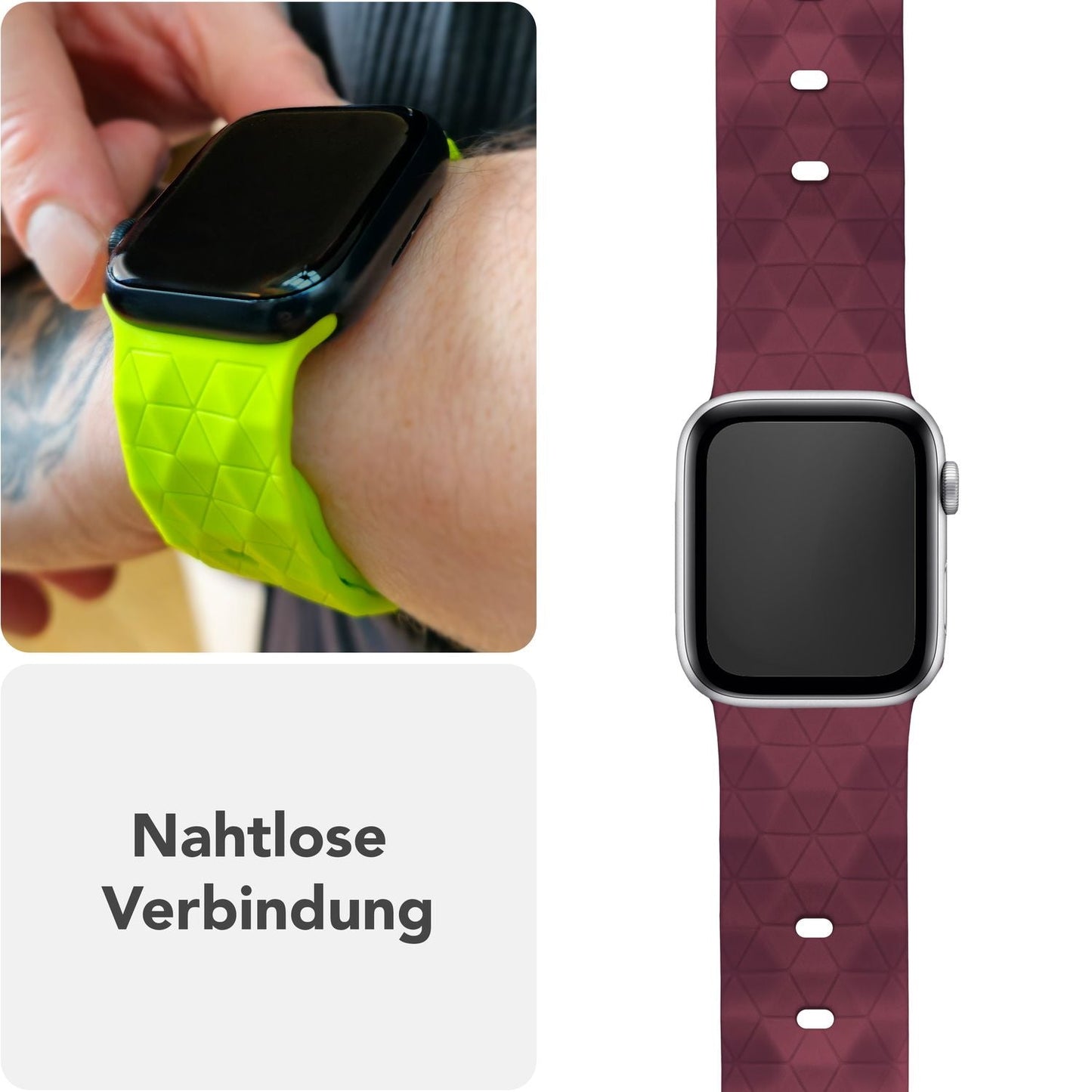 NALIA Hexion ól fyrir Apple Watch seríuna SE/10/9/8/7/6/5/4/3/2/1, kassastærð 38/40/41/42 mm, sportól með sílikonlykkju, smellupinna og sexhyrningslaga hönnun.